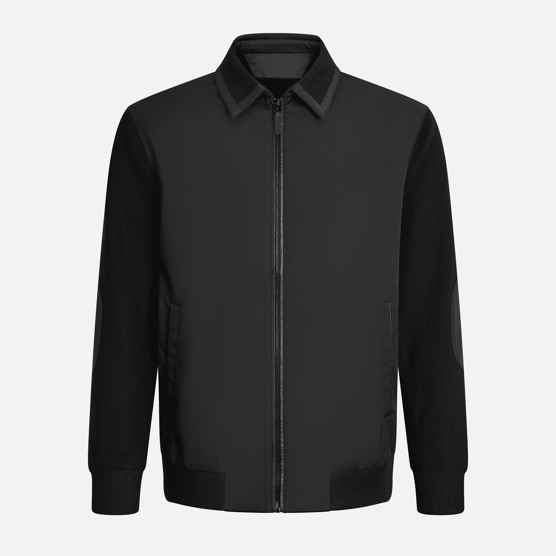 Collared Jacket with Knit Accents