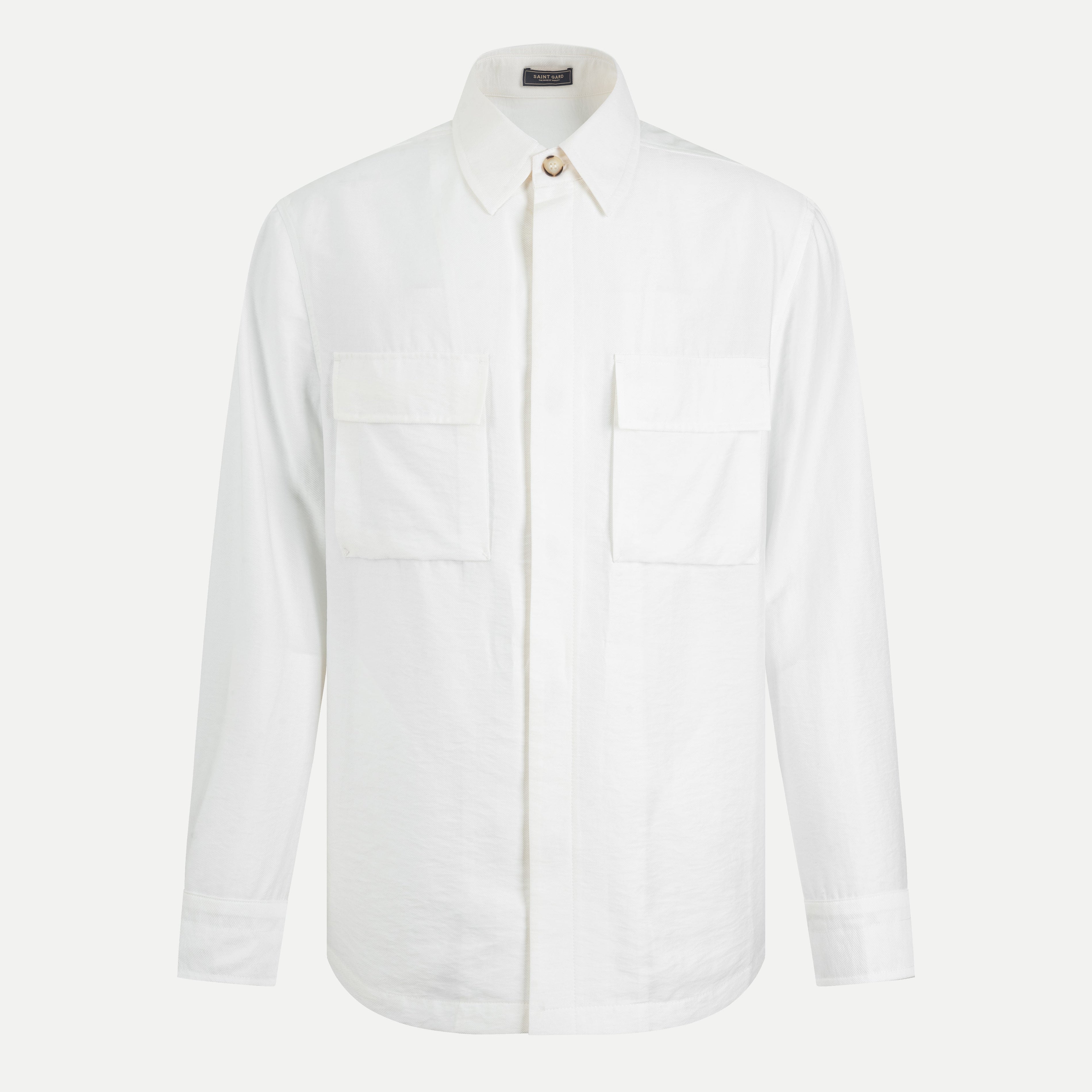 Sơ mi poplin cotton phối túi nắp