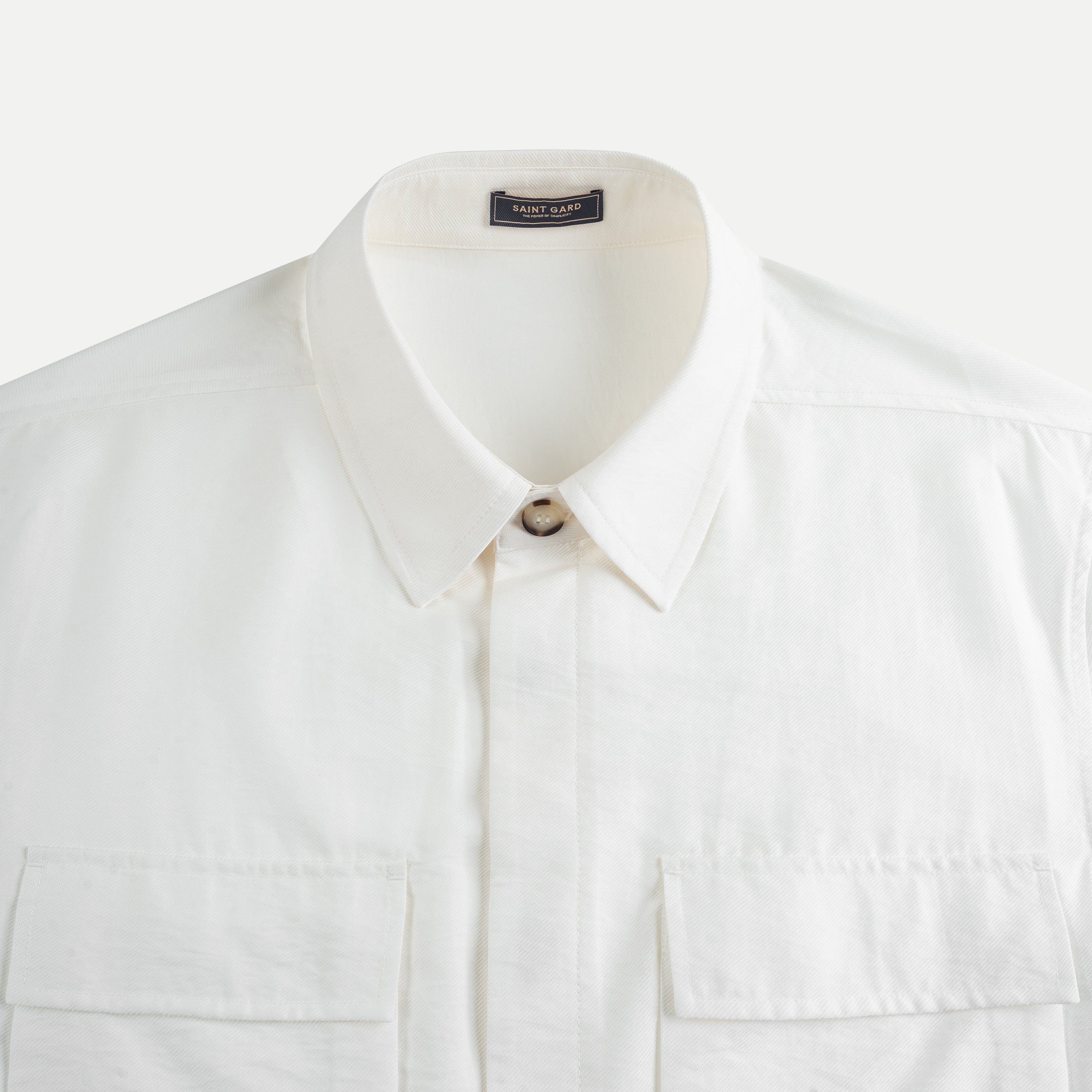 Sơ mi poplin cotton phối túi nắp