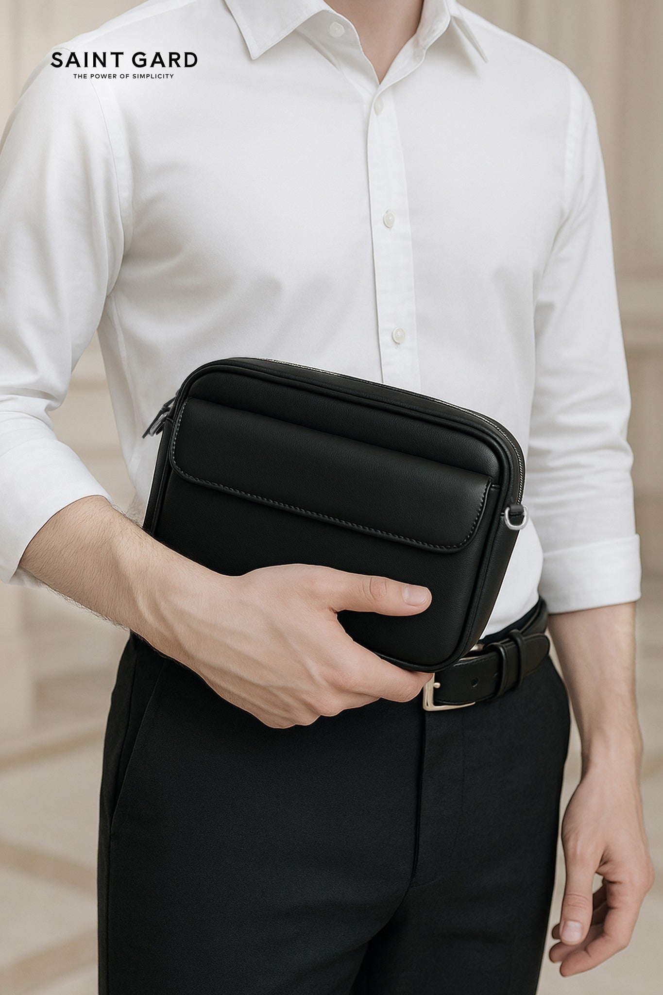 Textured Leather Handheld Bag