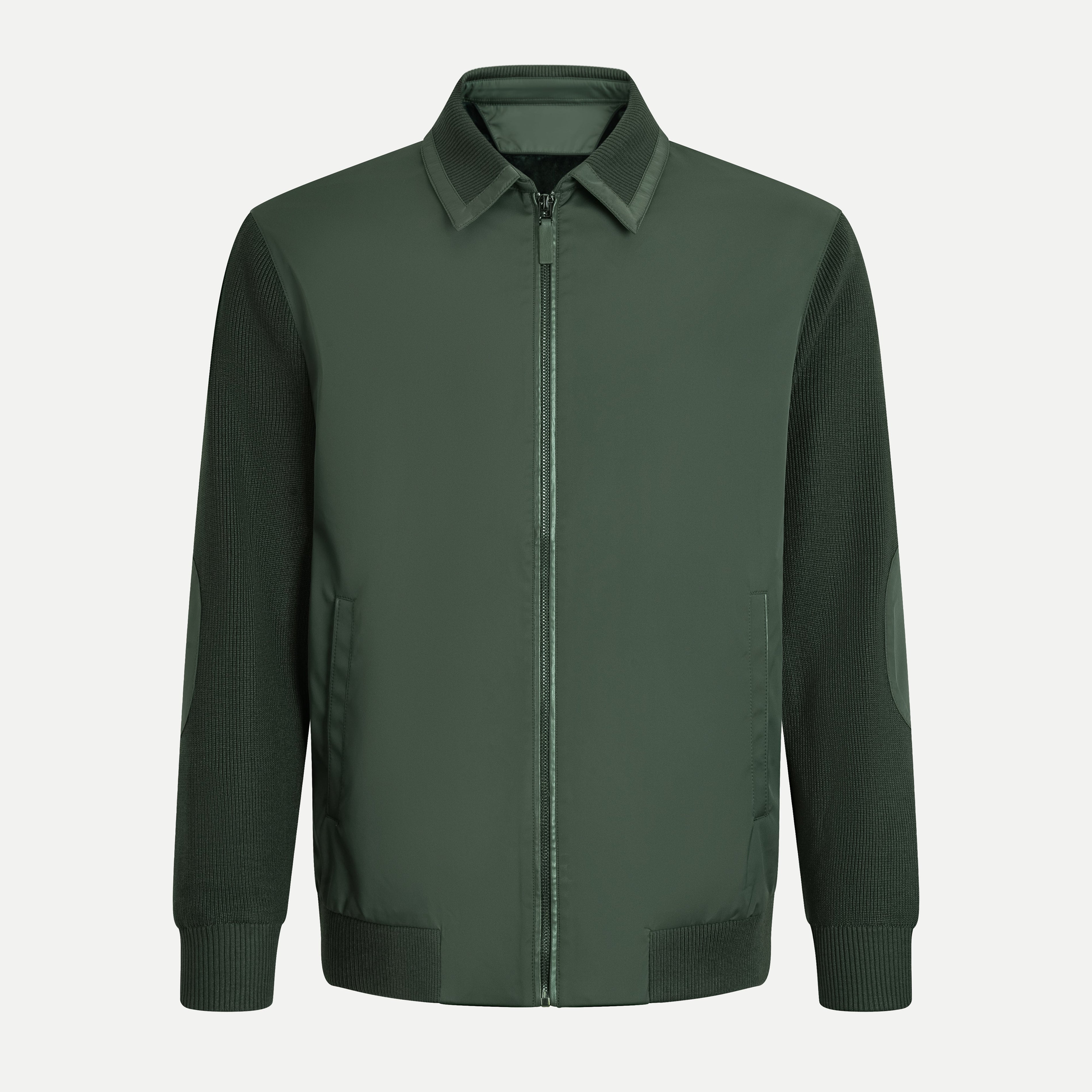 Collared Jacket with Knit Accents