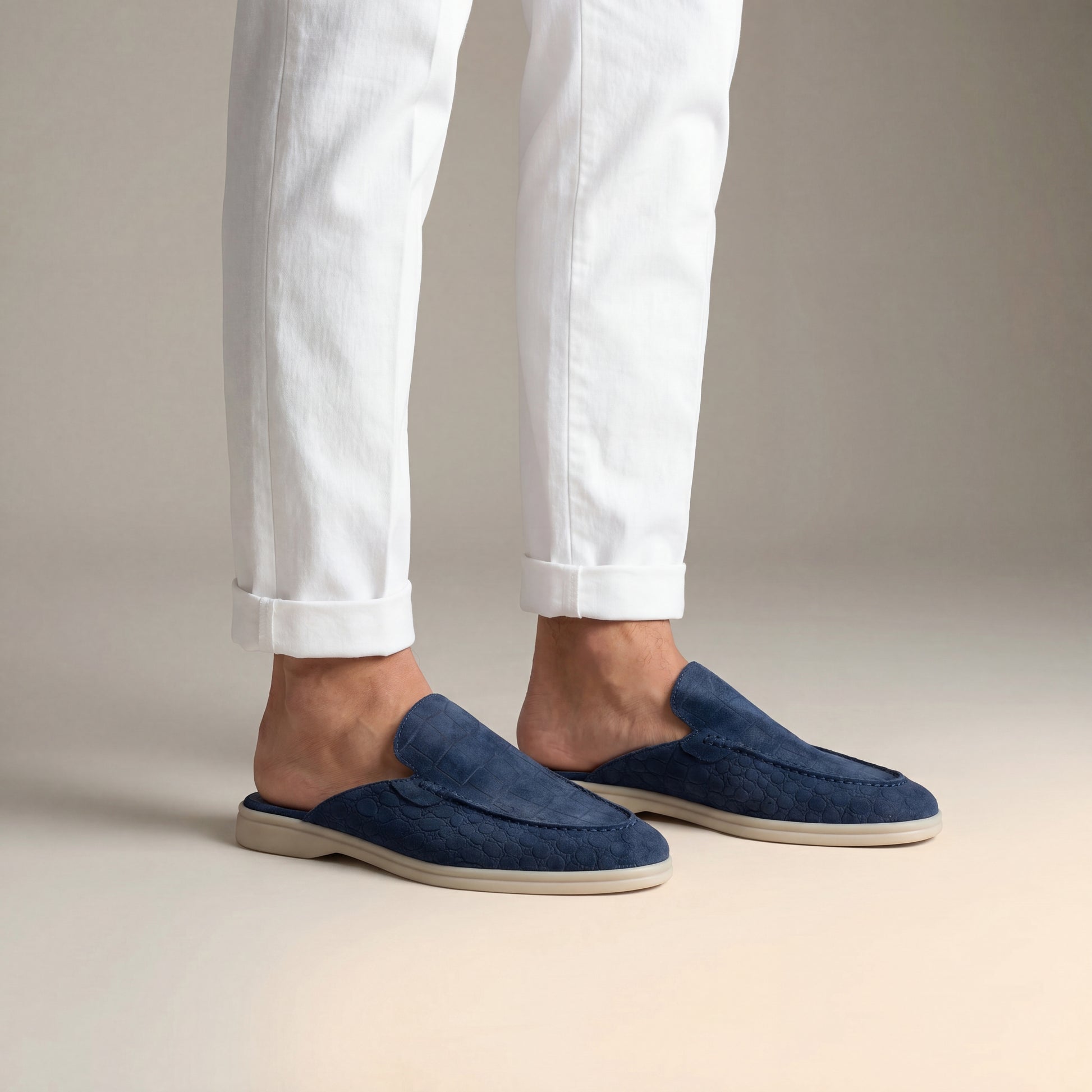 Embossed Loafer Mules