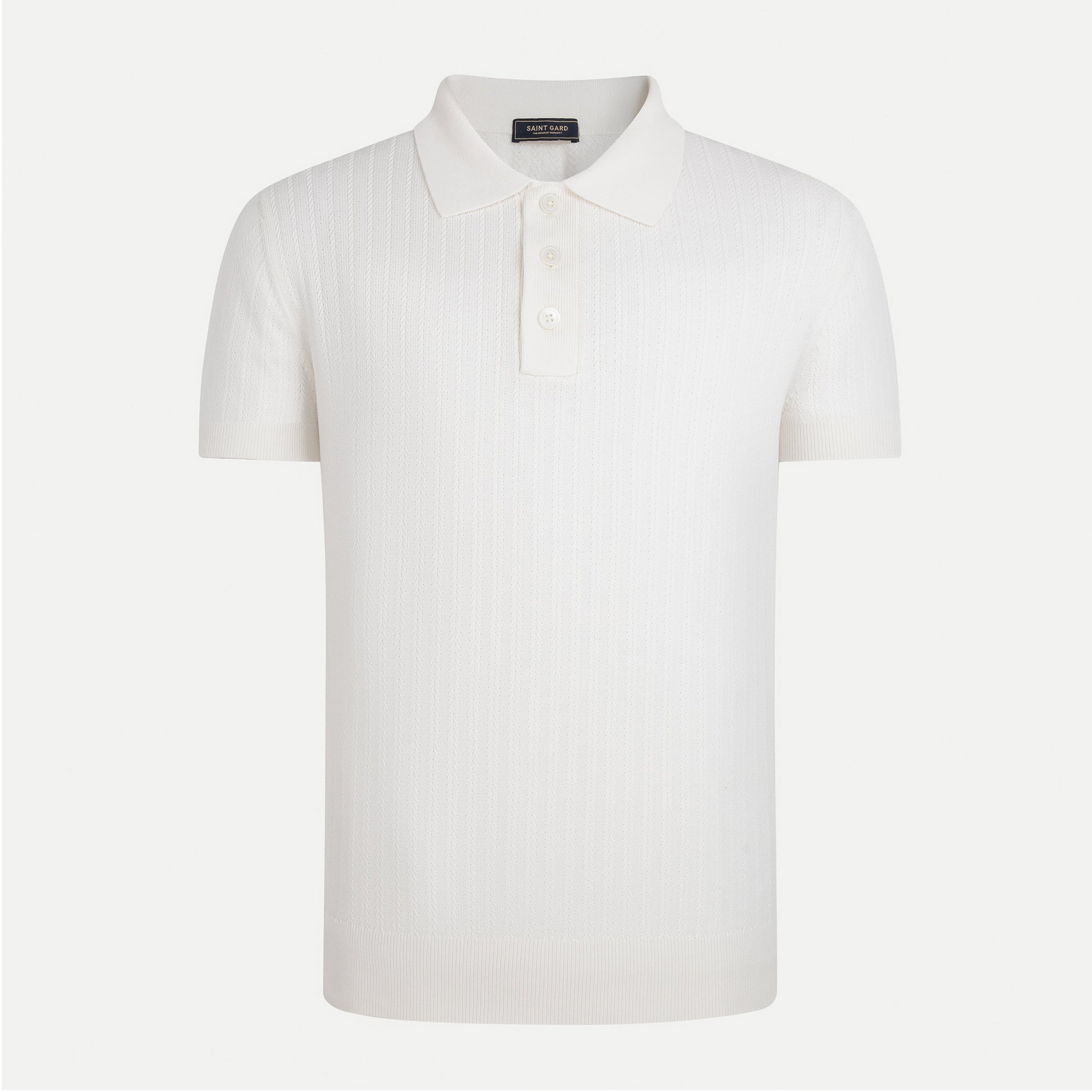 Chevron Textured Knit Polo Shirt