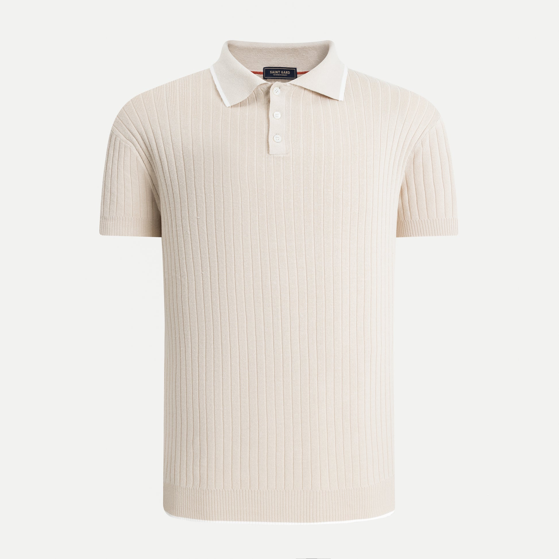 Vertical Rib Knit Polo Shirt