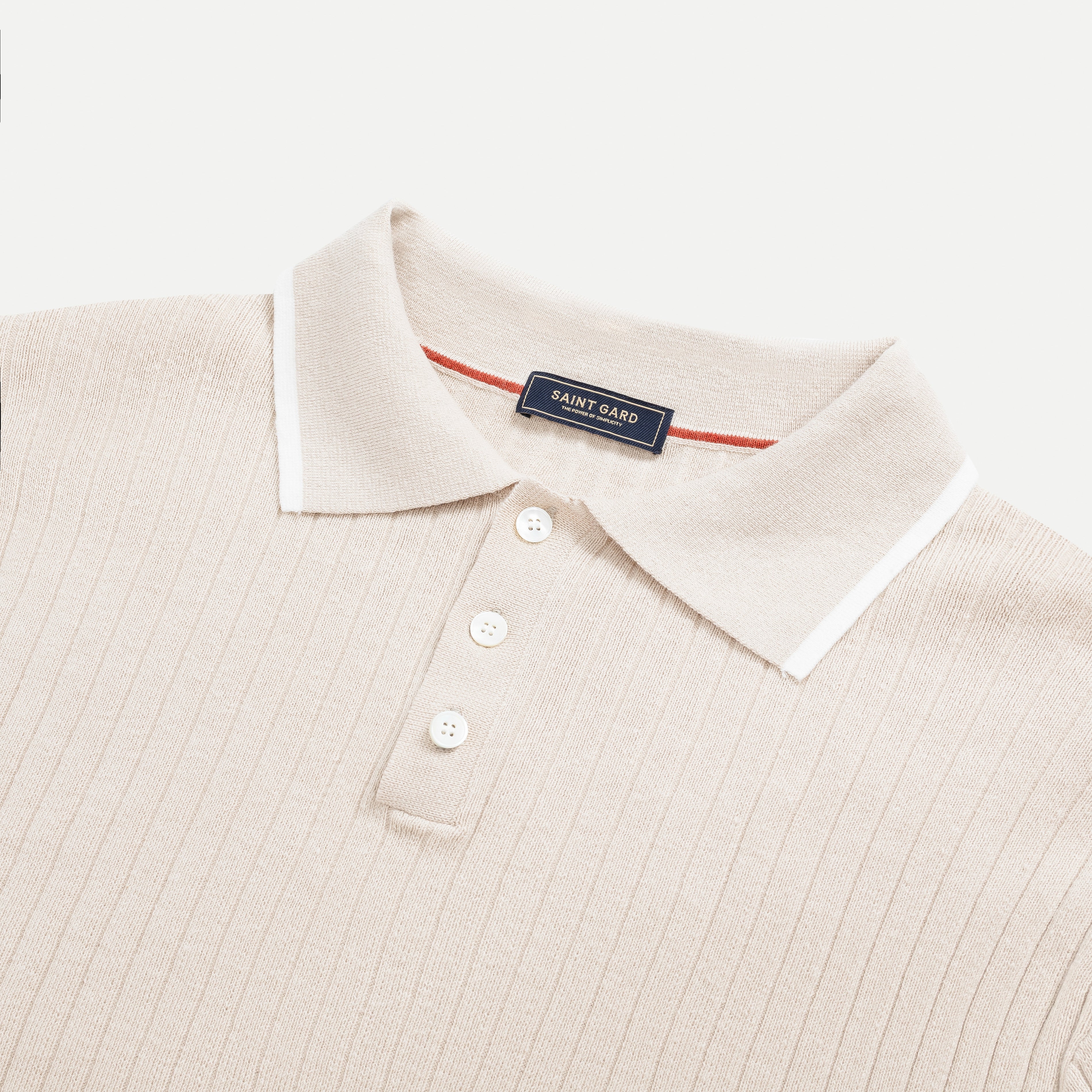 Vertical Rib Knit Polo Shirt