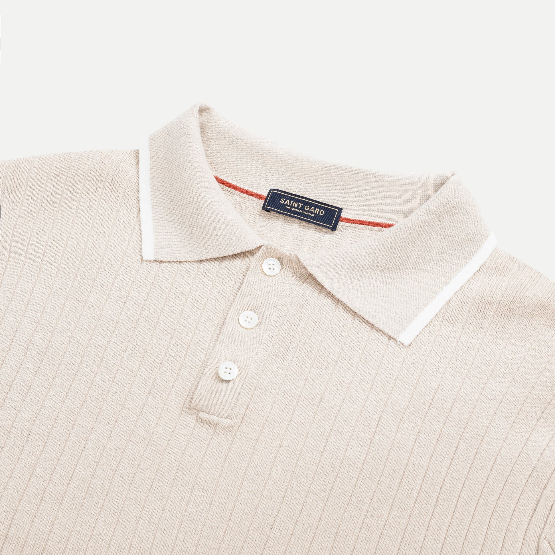 Vertical Rib Knit Polo Shirt