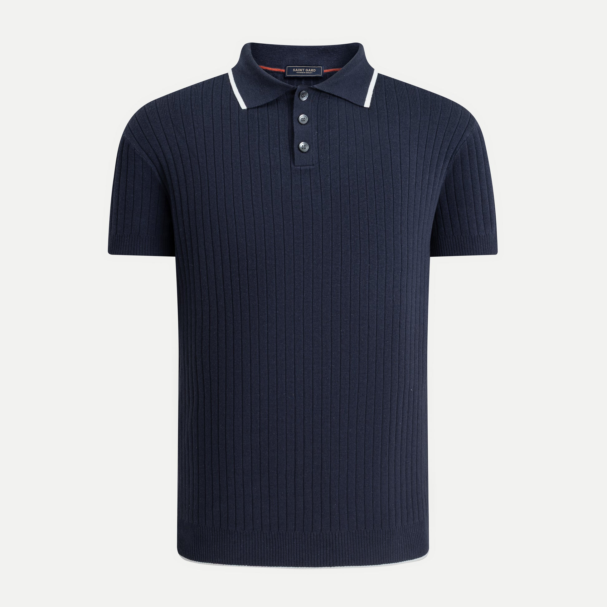 Vertical Rib Knit Polo Shirt