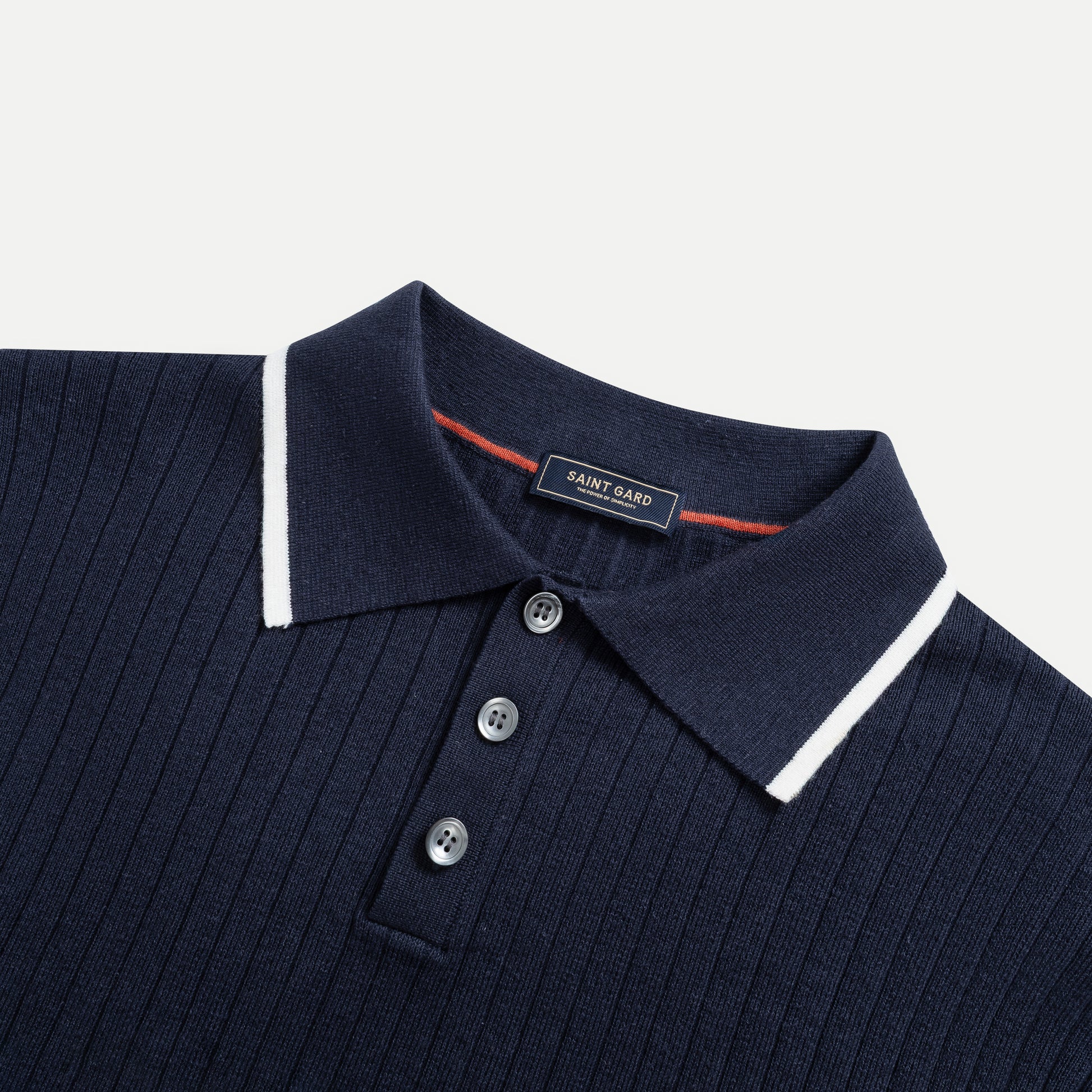 Vertical Rib Knit Polo Shirt