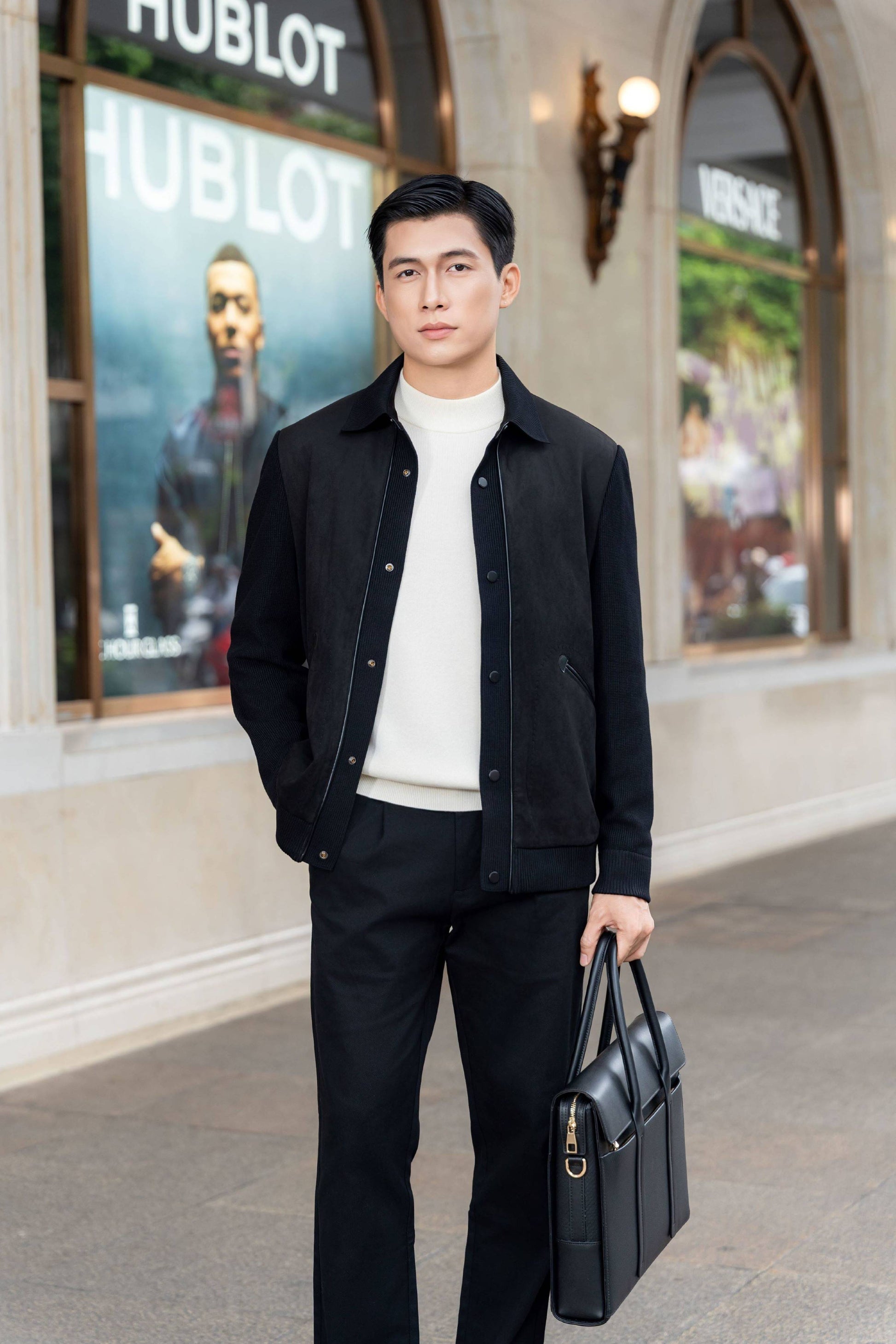 Suede Knit Accents Jacket