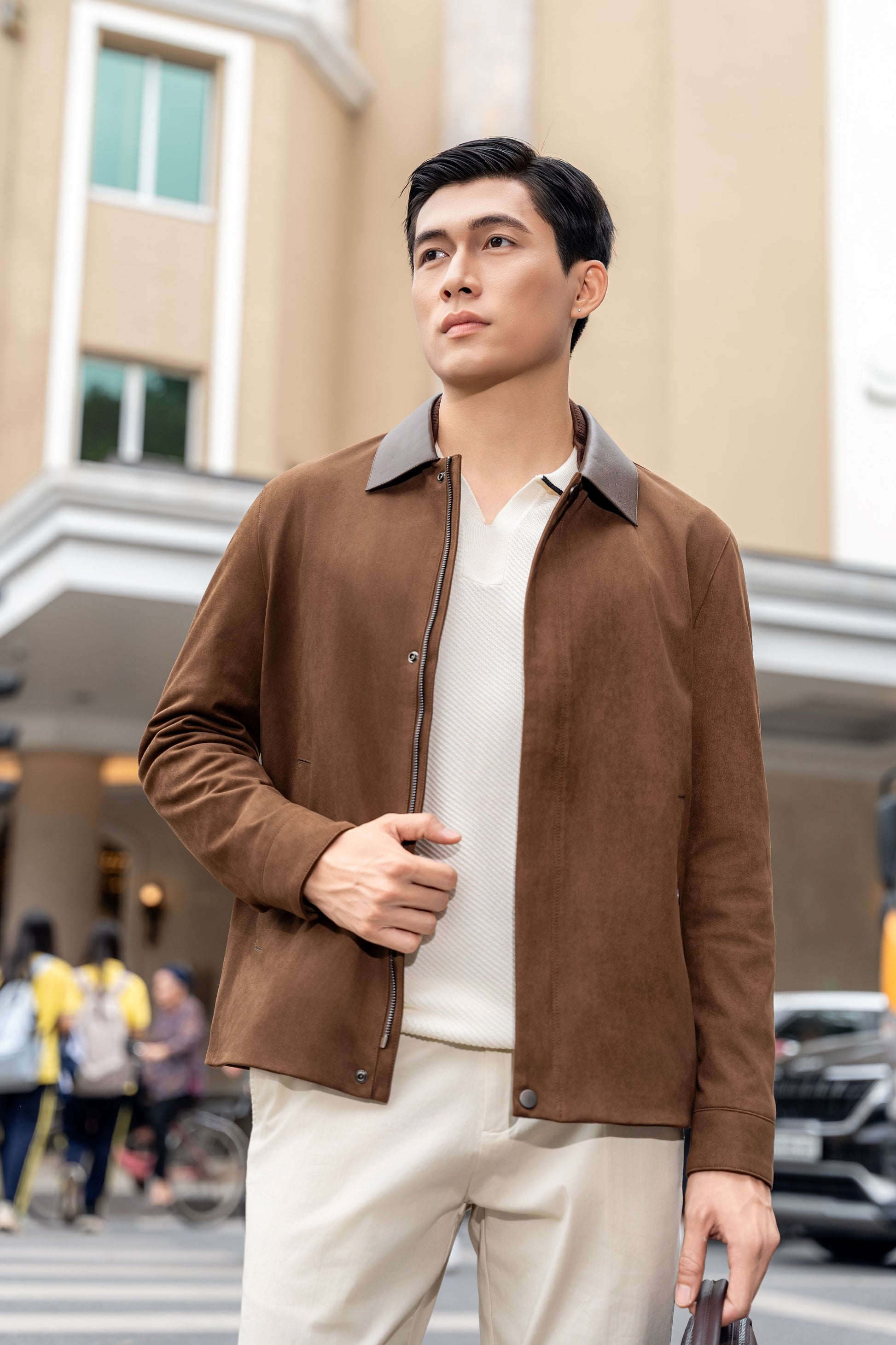 Premium Suede Blouson Leather Collar Jacket