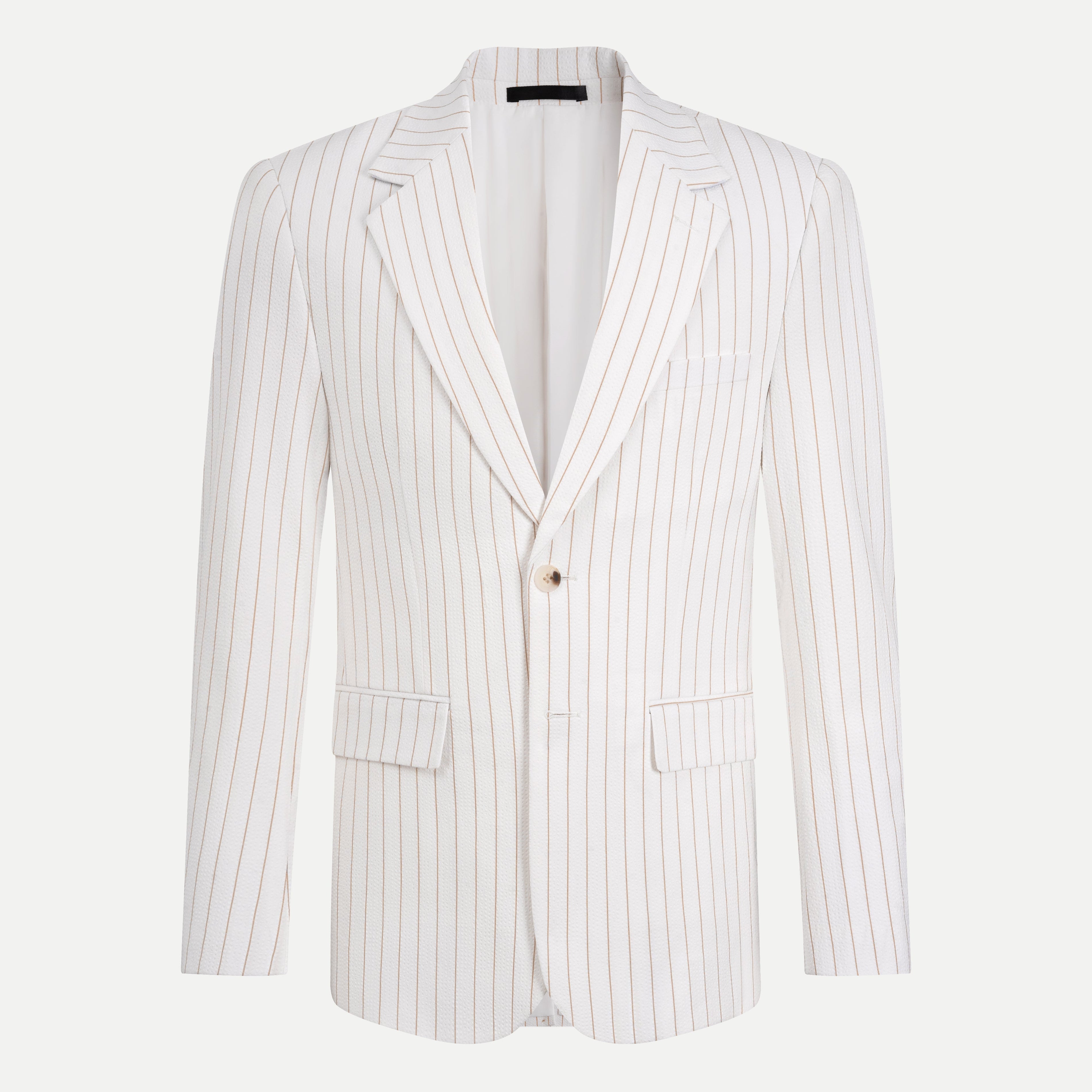 Pinstripe 3D Textured Cotton Blazer