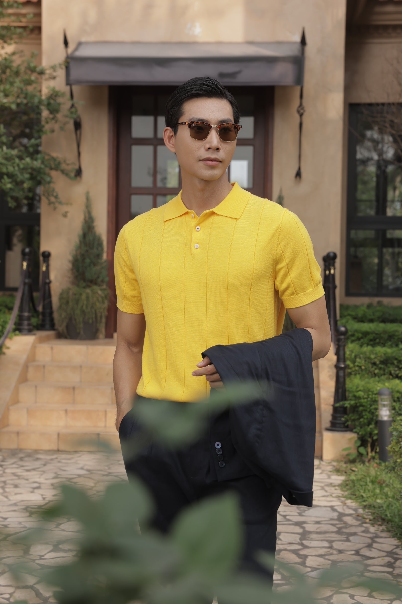 Subtle Ribbed Texture Polo Shirt