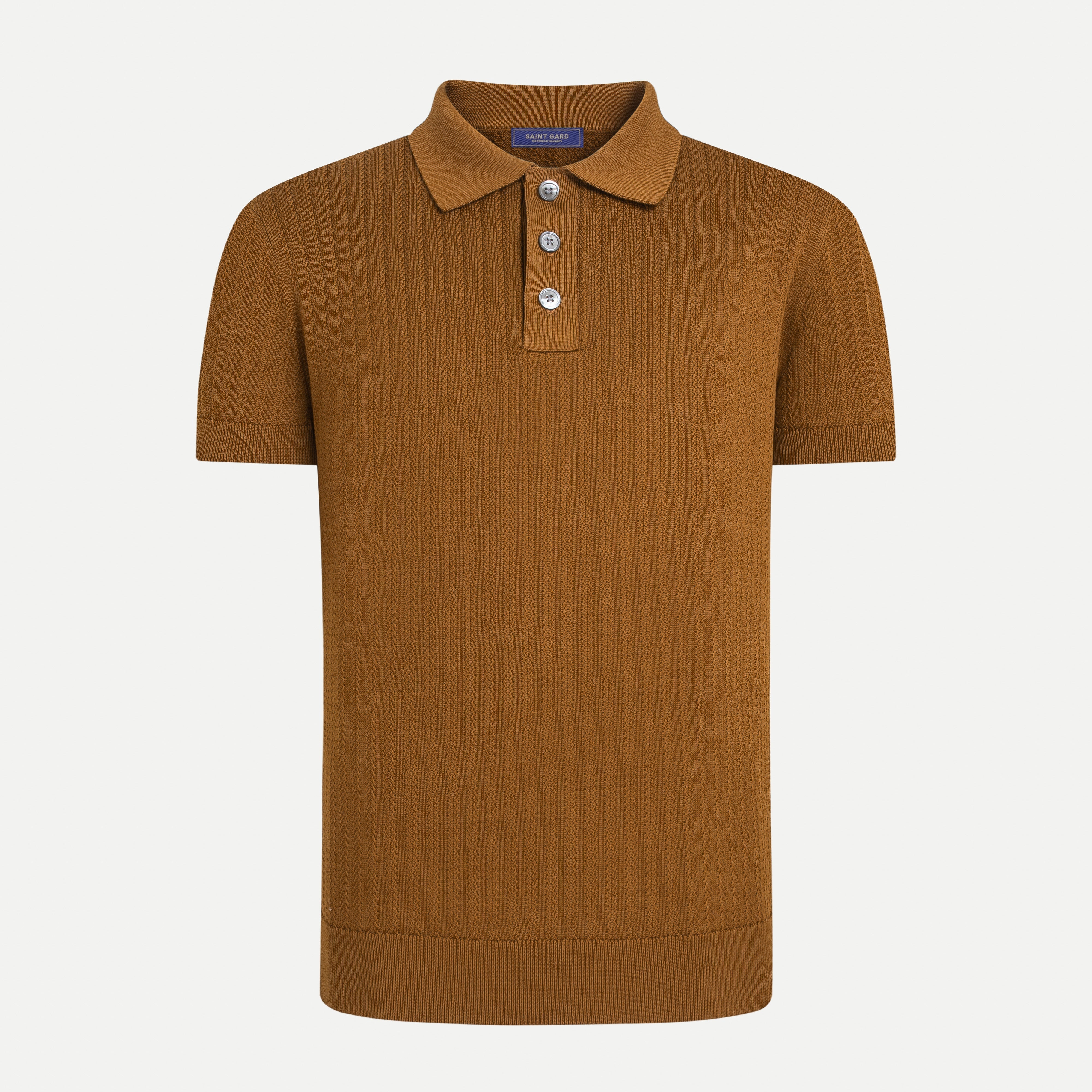 Chevron Textured Knit Polo Shirt – SAINT GARD GLOBAL