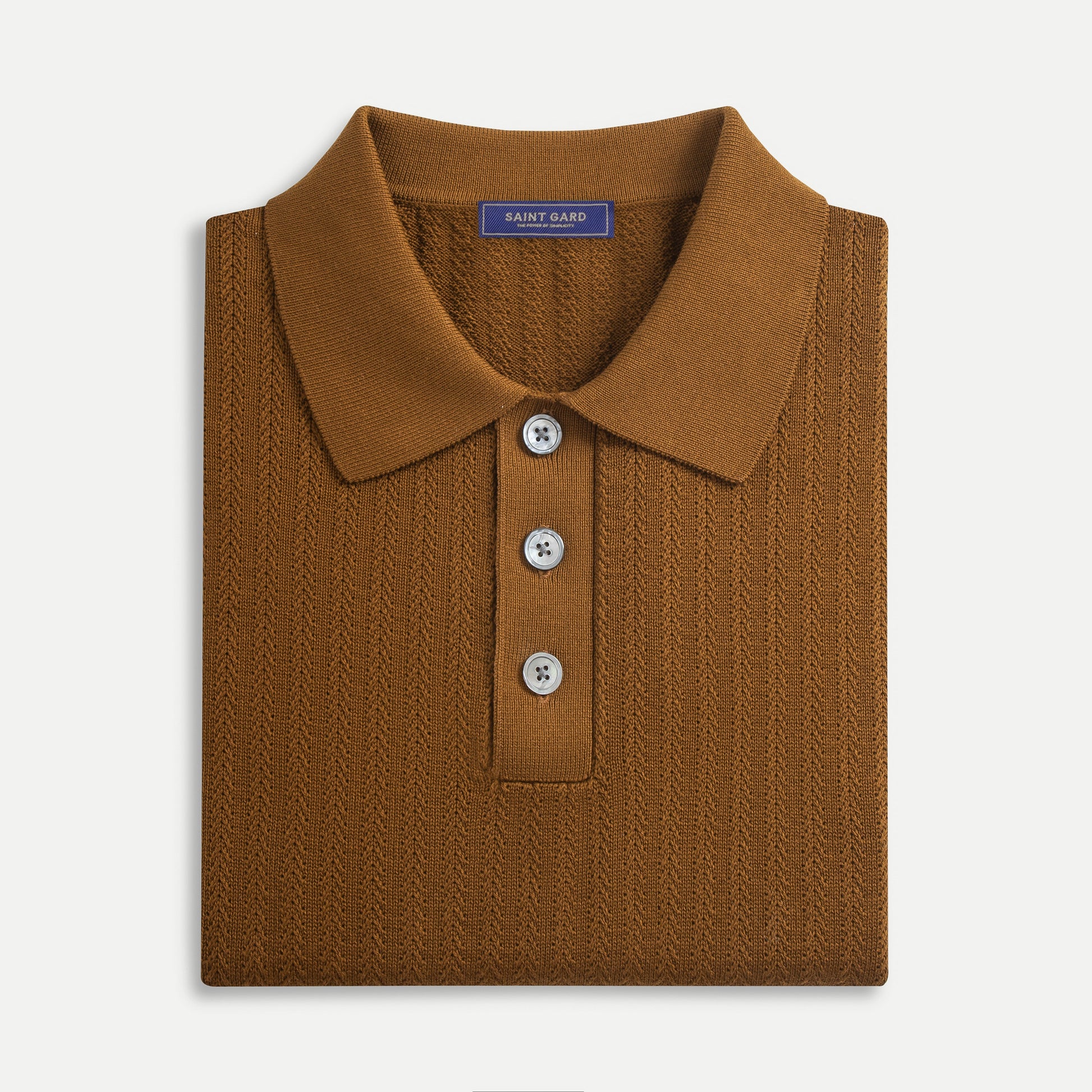 Chevron Textured Knit Polo Shirt