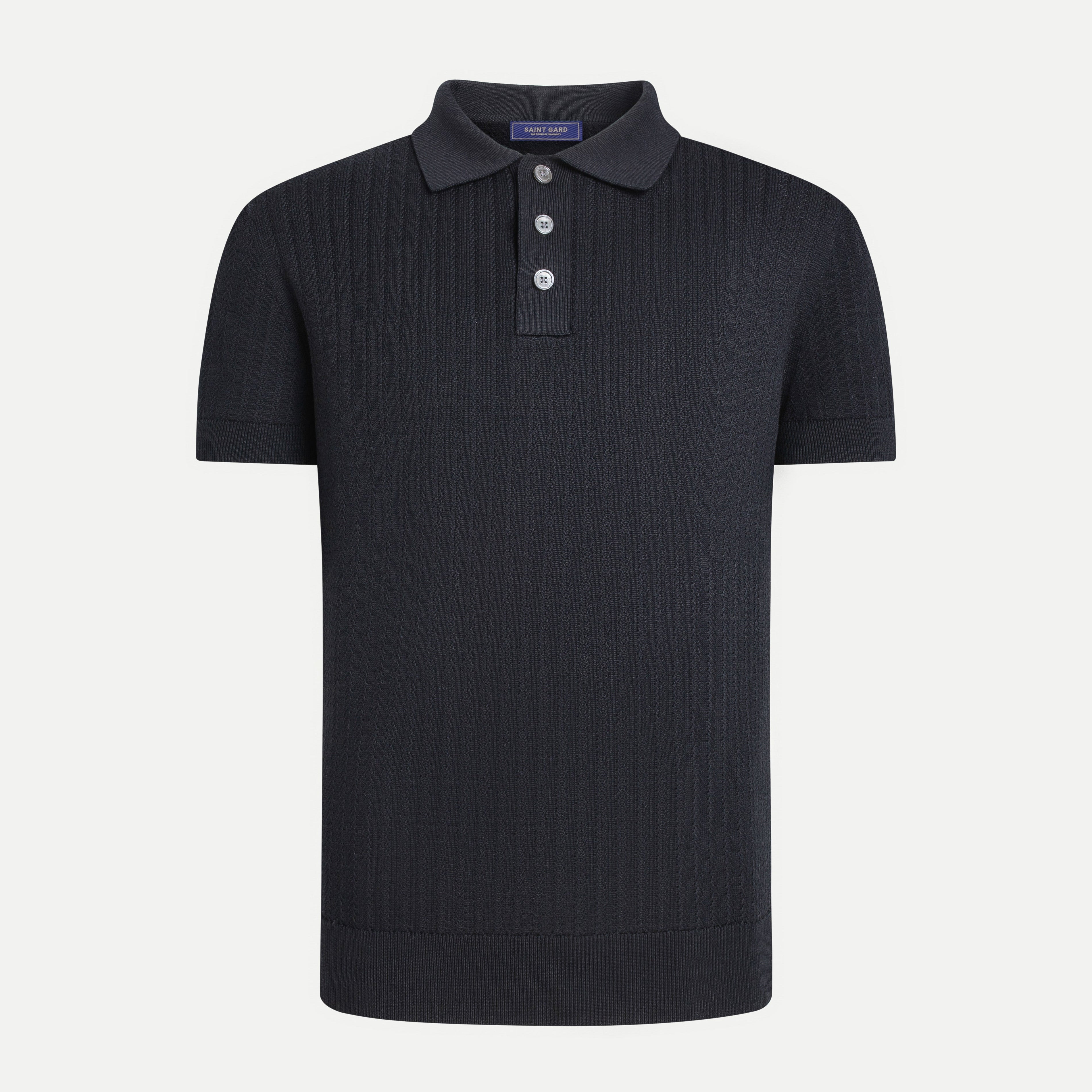 Chevron Textured Knit Polo Shirt