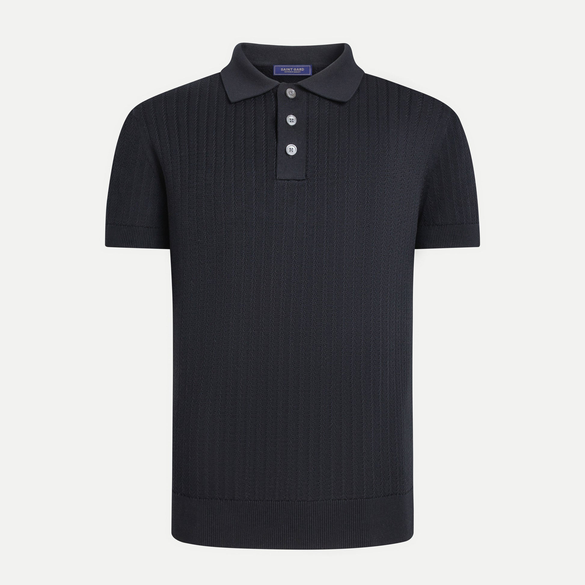 Chevron Textured Knit Polo Shirt