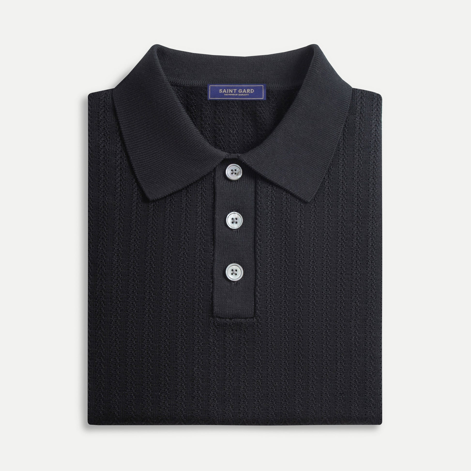 Chevron Textured Knit Polo Shirt