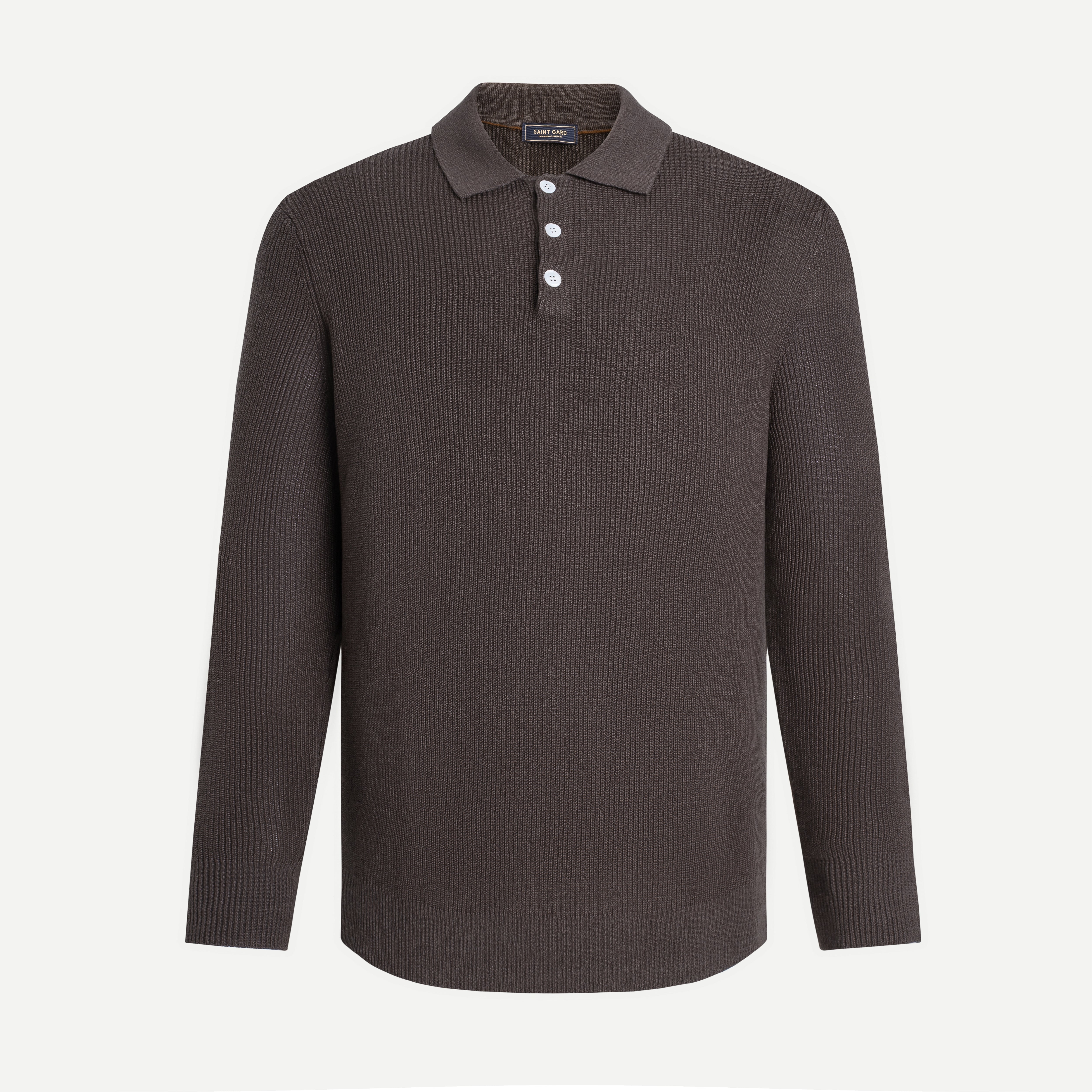 Long-Sleeve Rib Knit Polo Sweater – SAINT GARD GLOBAL