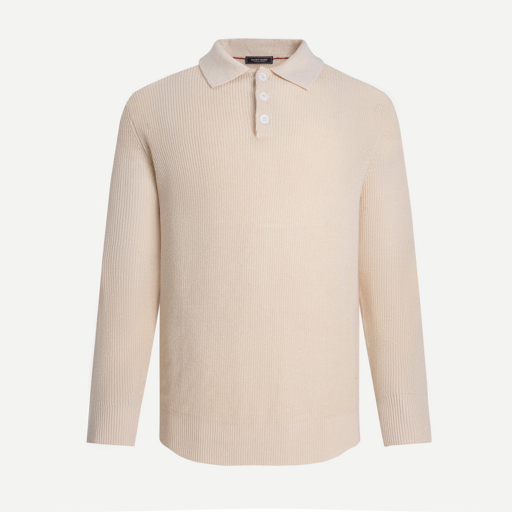 Long-Sleeve Rib Knit Polo Sweater