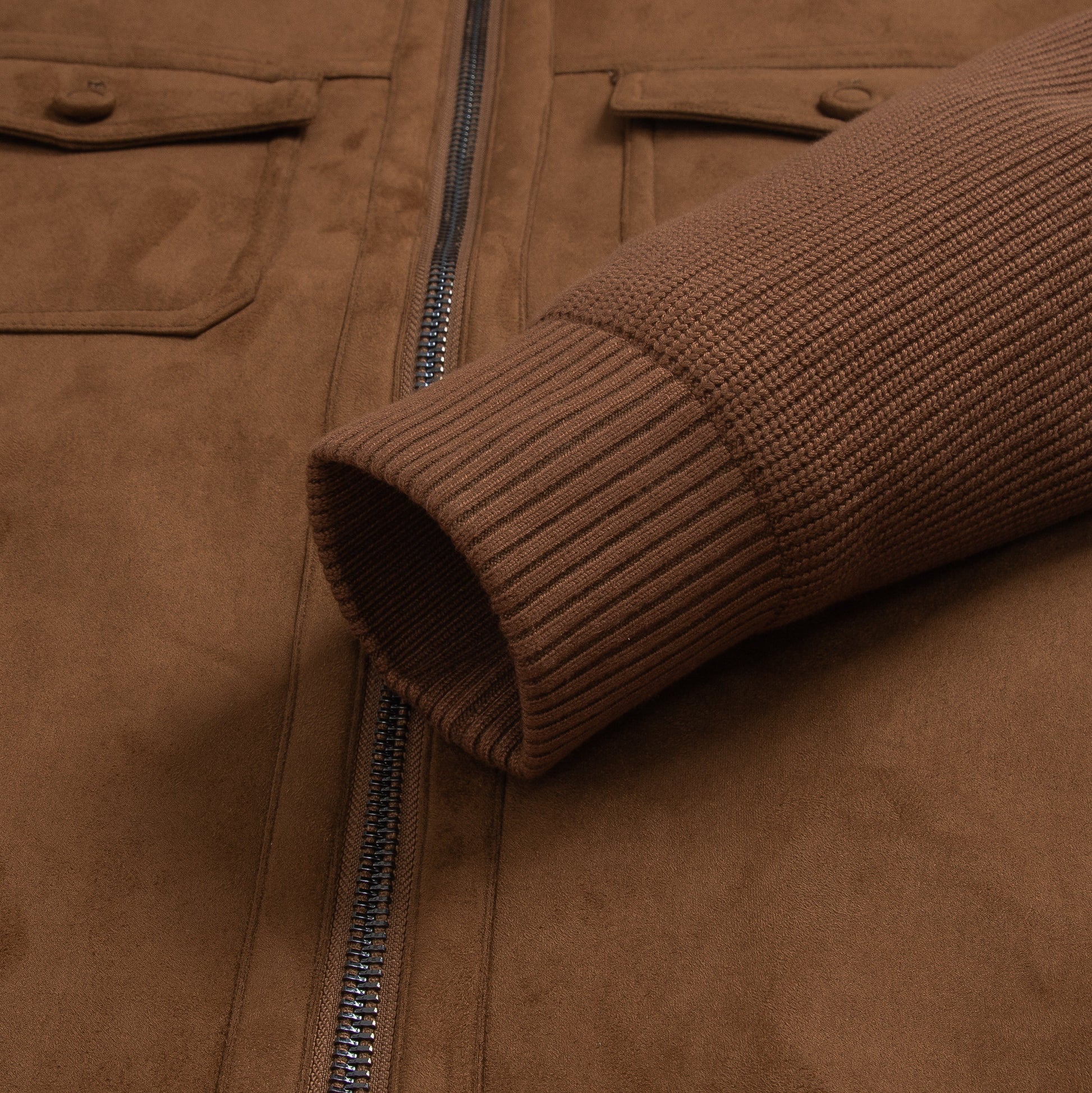 Knit-Sleeve Suede Blouson