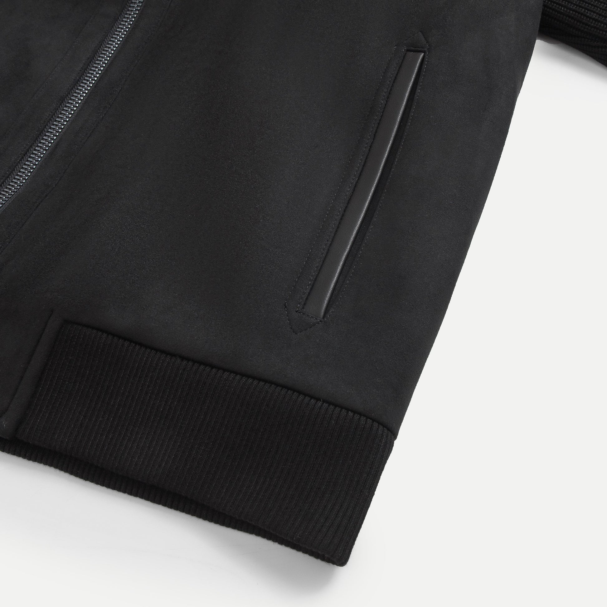 Knit-Sleeve Suede Blouson