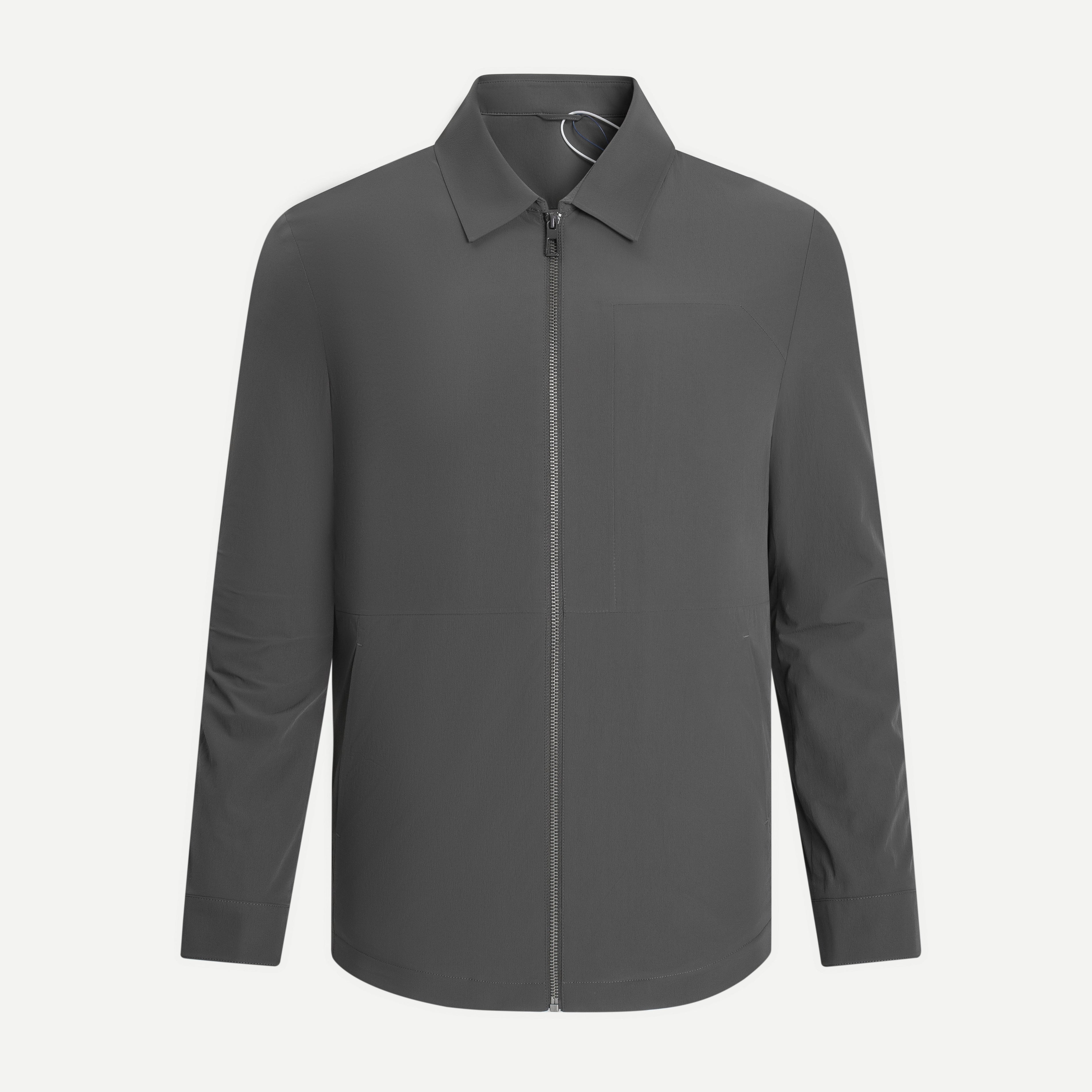 Synthetic Zip-Up Windbreaker Jacket