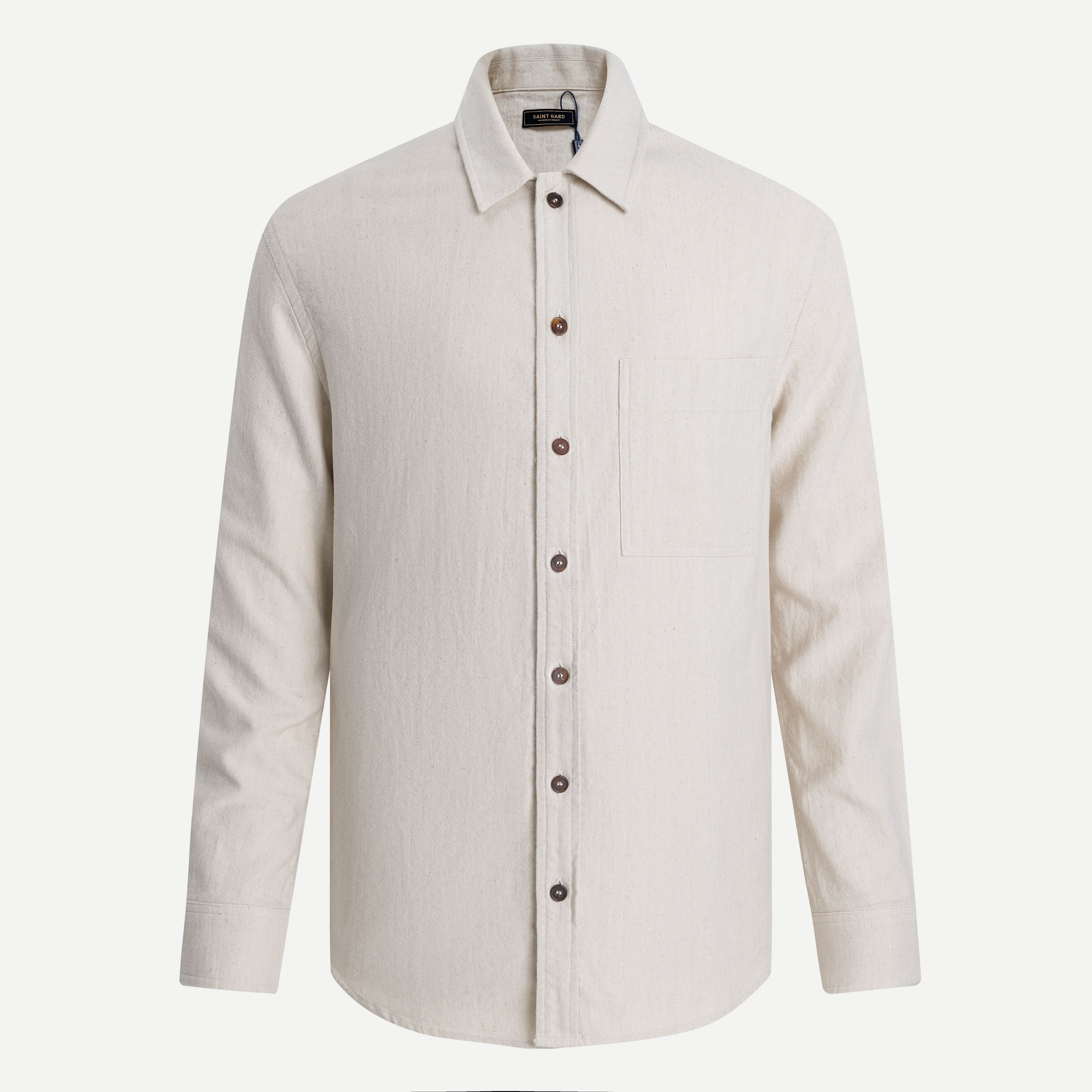Long-Sleeve Herringbone Shirt