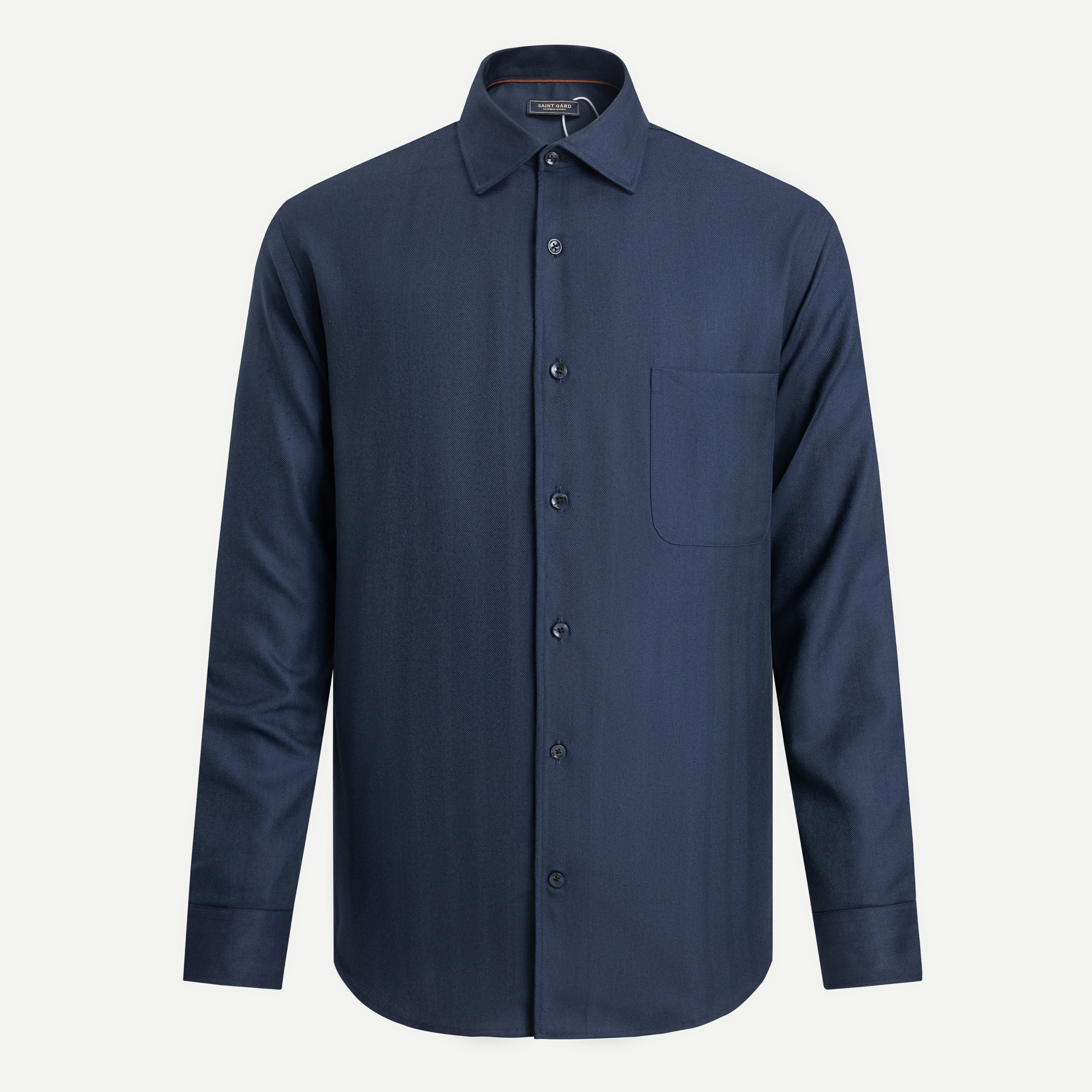 Herringbone Shirt with Chest Pocket