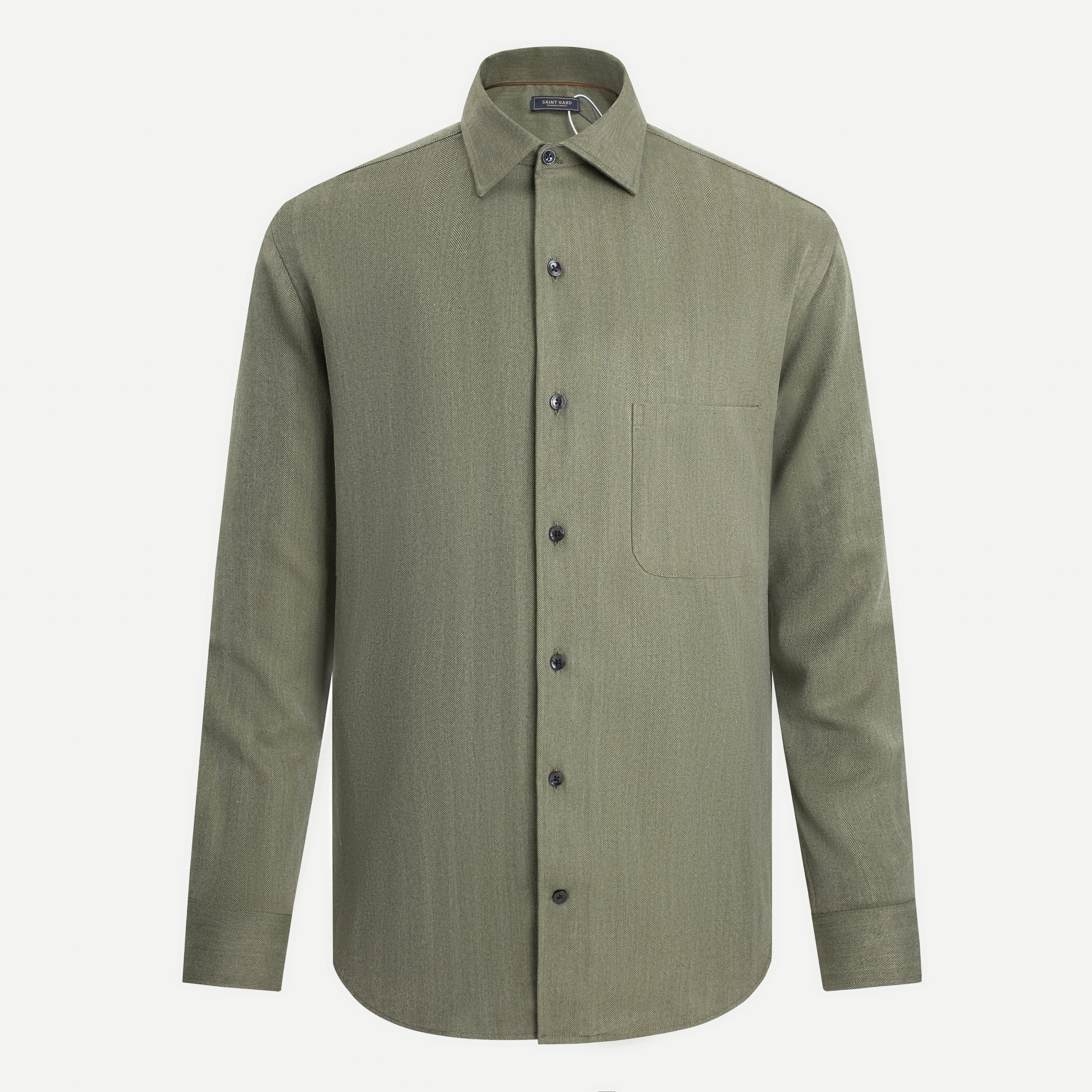Herringbone Shirt with Chest Pocket