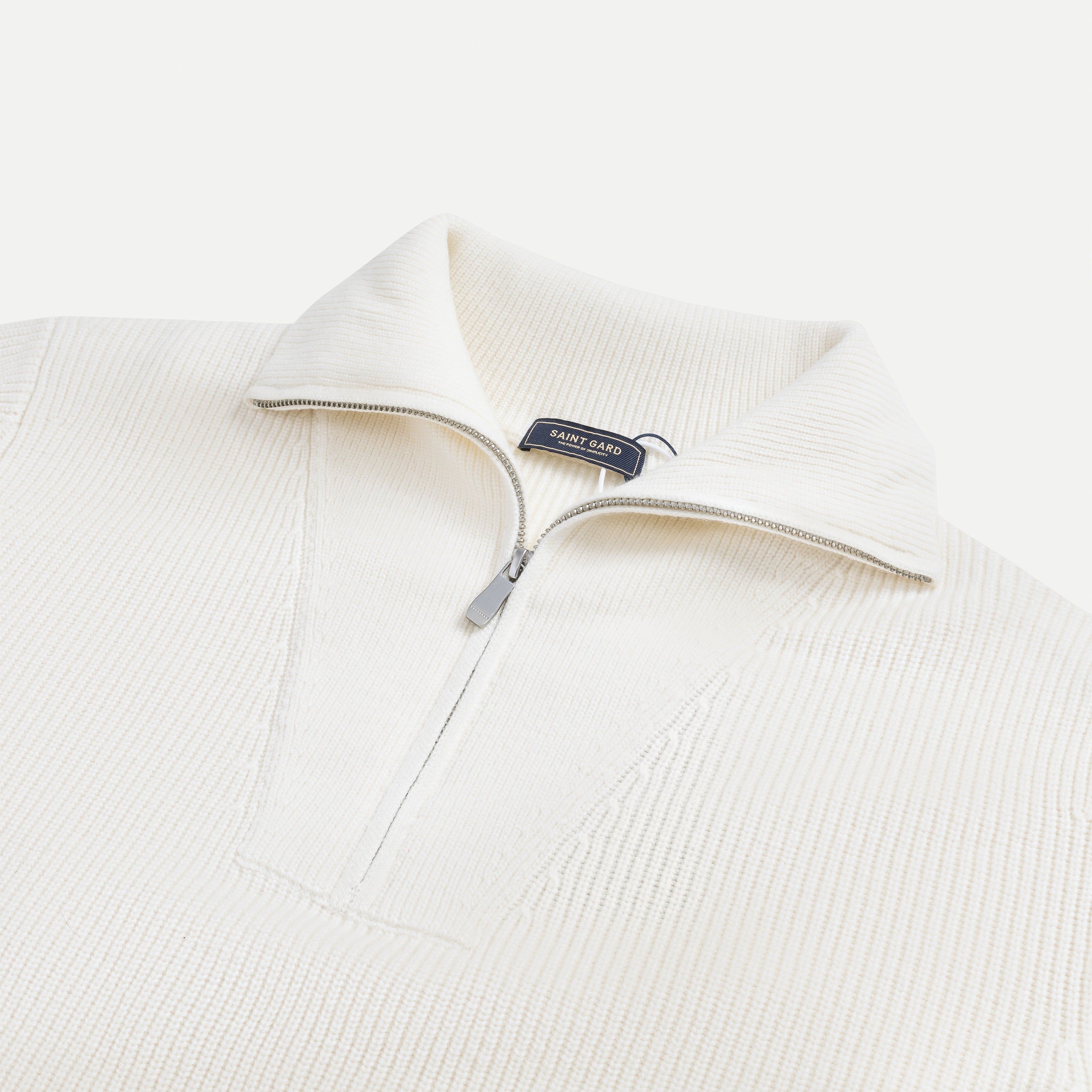 Merino Rib-Knit Zip Turtleneck Sweater