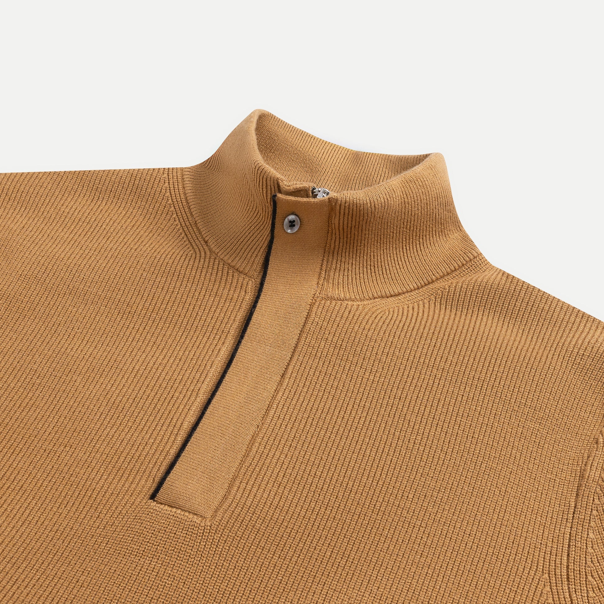 Buttoned Turtleneck Knit Sweater