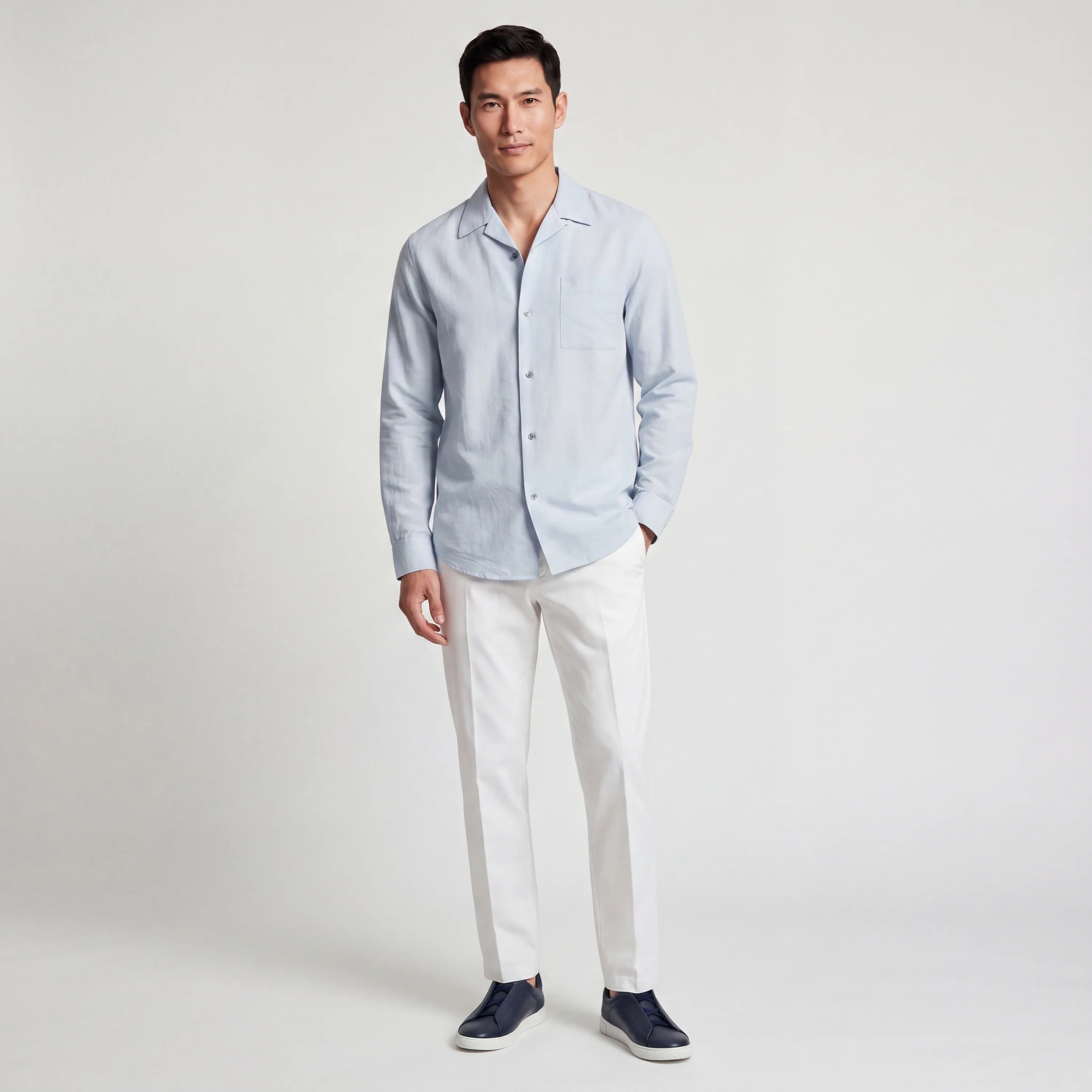 Long-Sleeve Linen Ramie Shirt