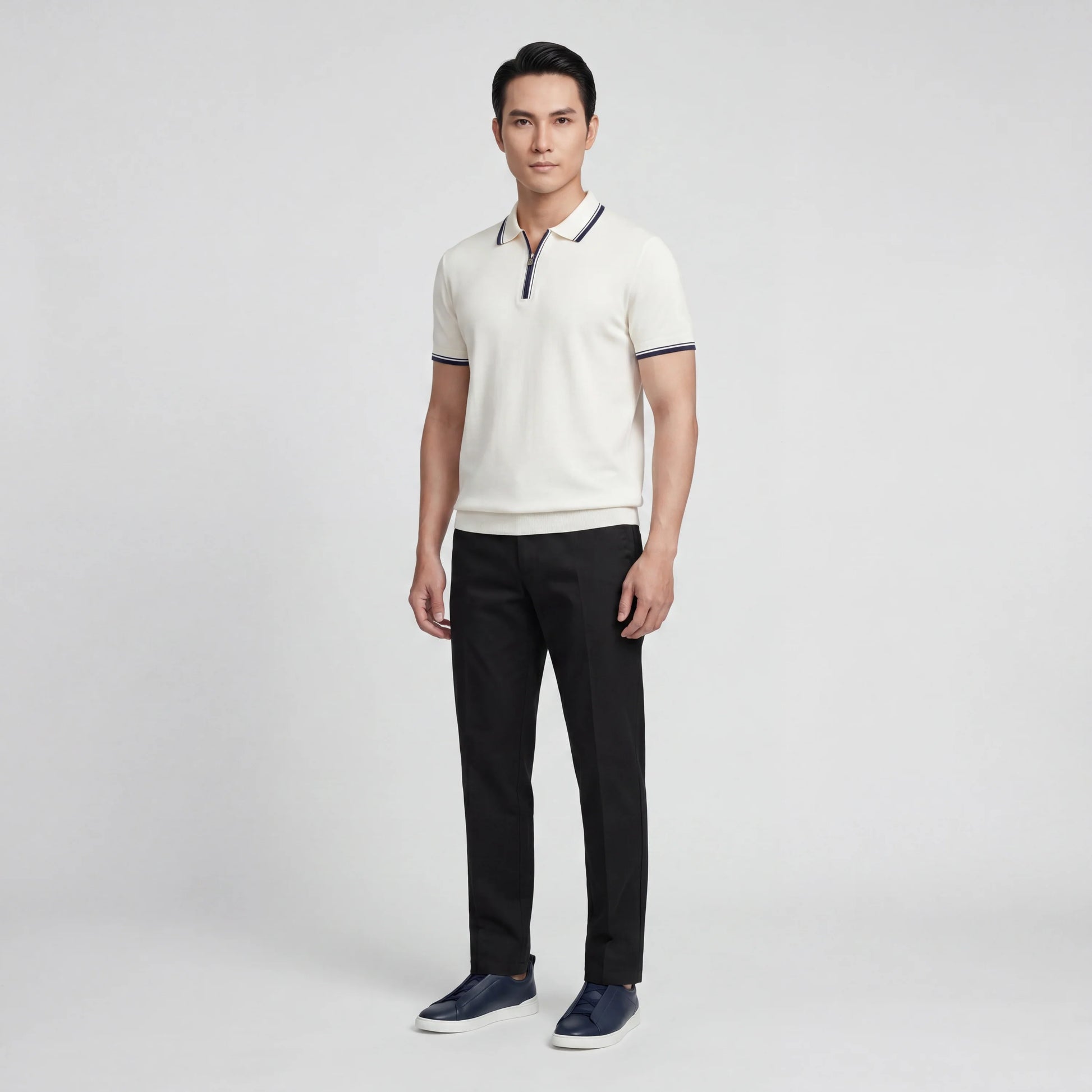 Knit Piqué Zip Polo Shirt