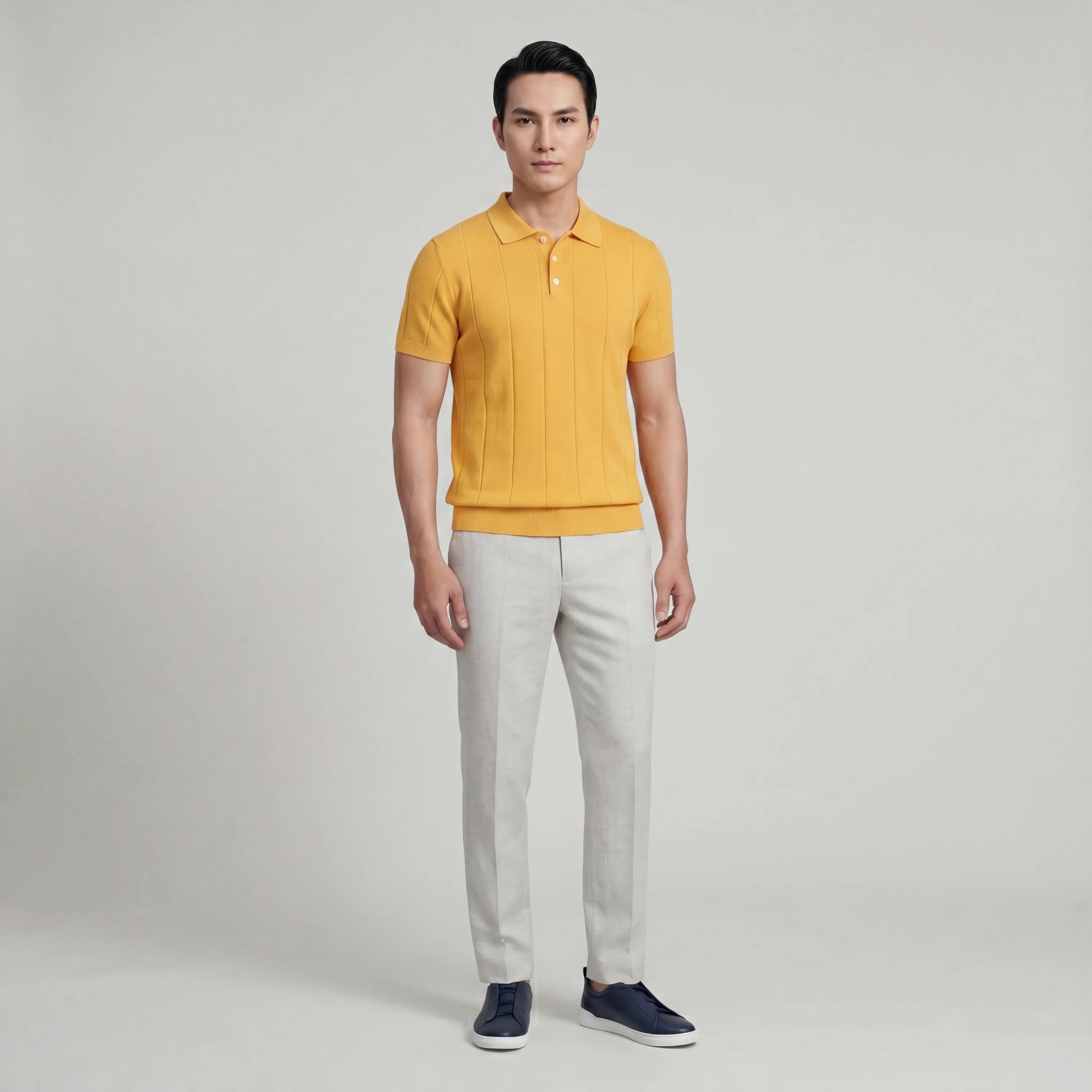 Subtle Ribbed Texture Polo Shirt