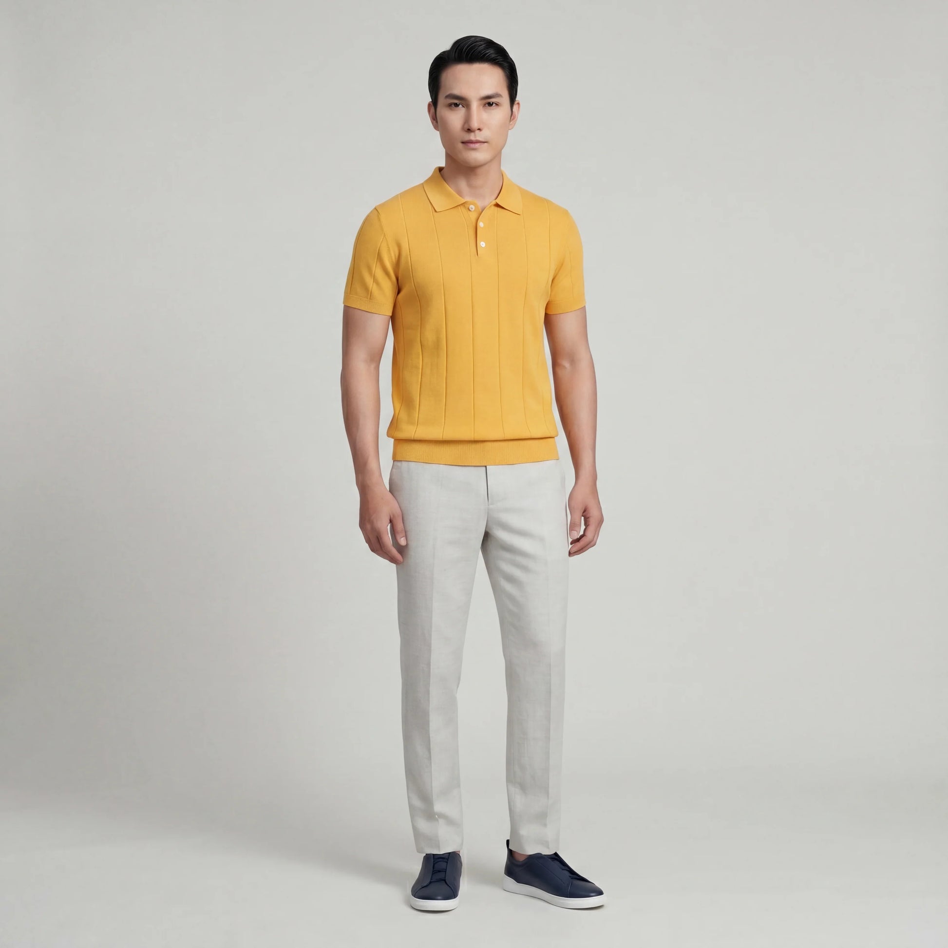 Subtle Ribbed Texture Polo Shirt