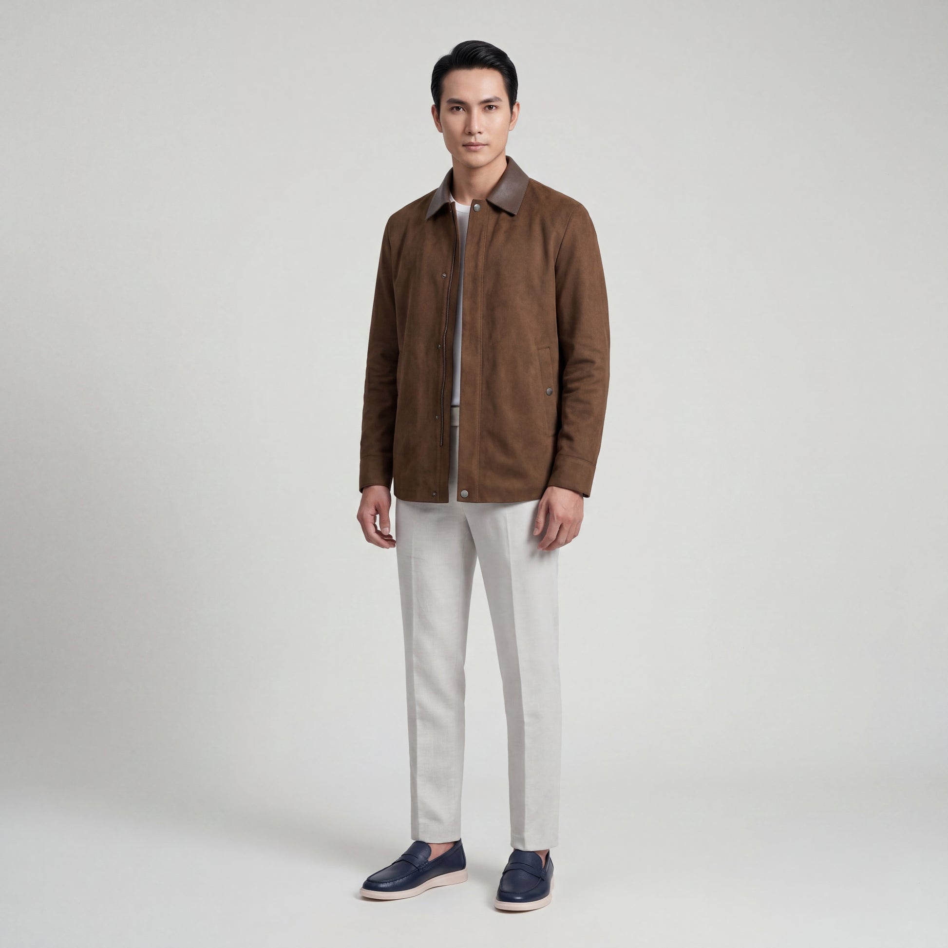 Premium Suede Blouson Leather Collar Jacket