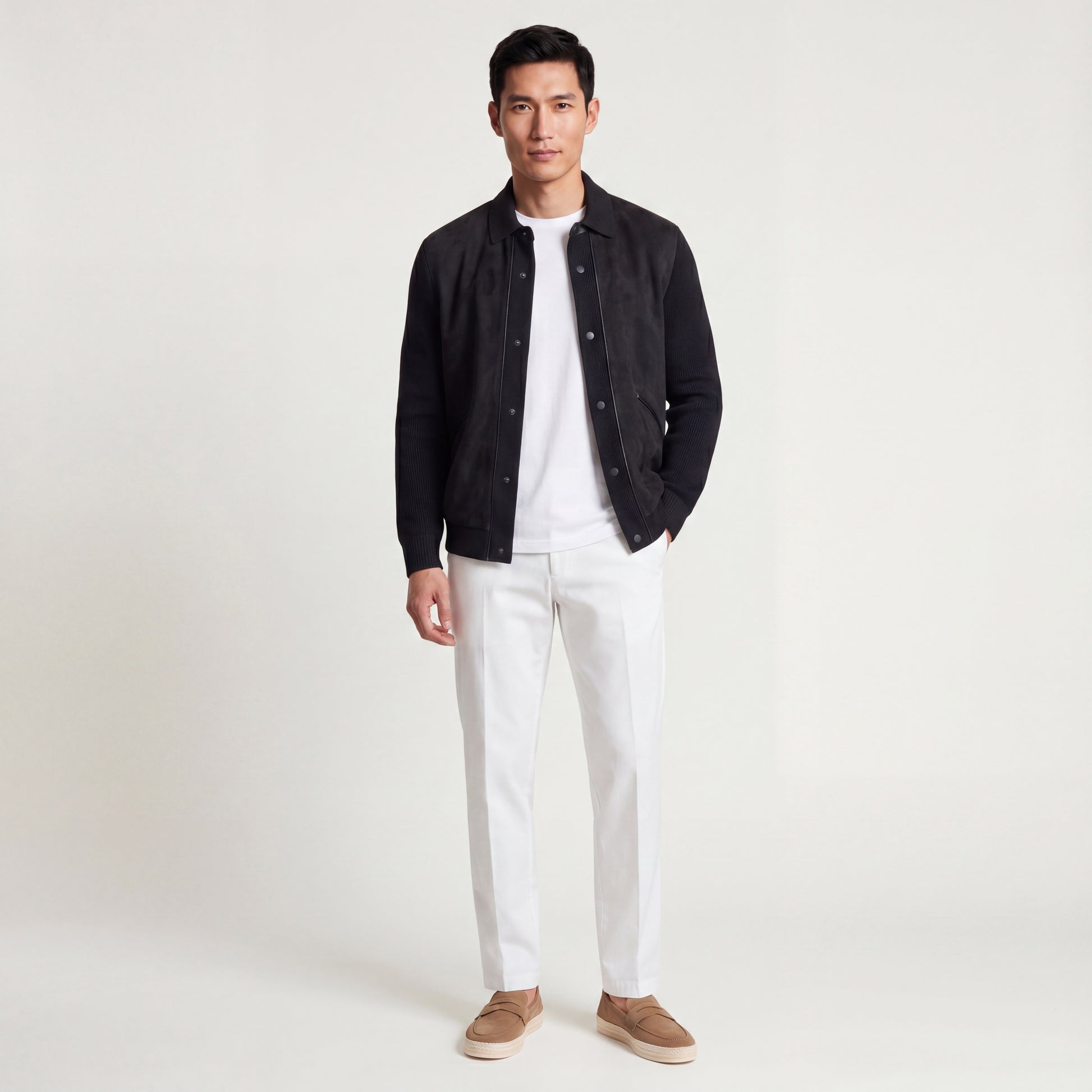 Suede Knit Accents Jacket