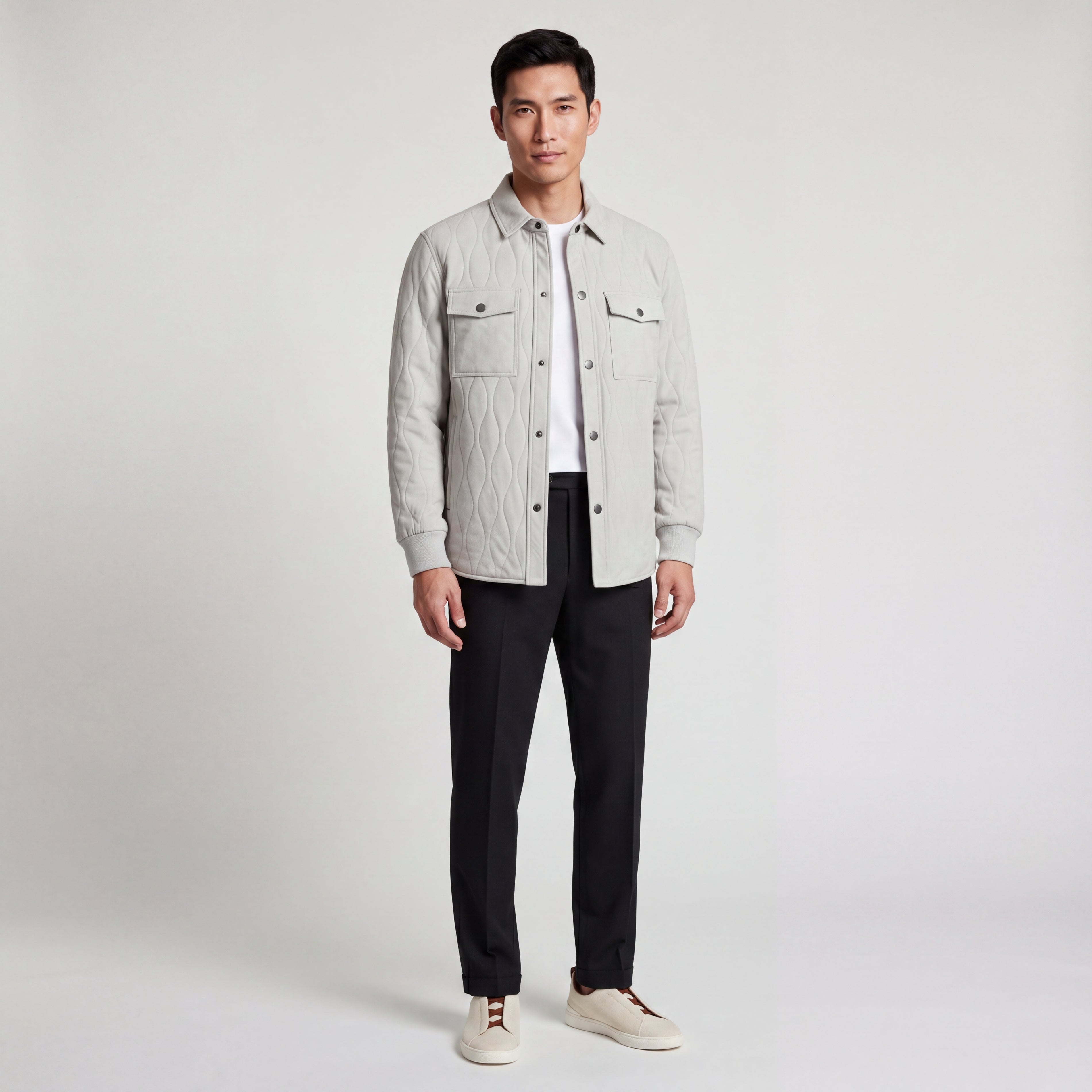 Padded Suede Shirt Jacket