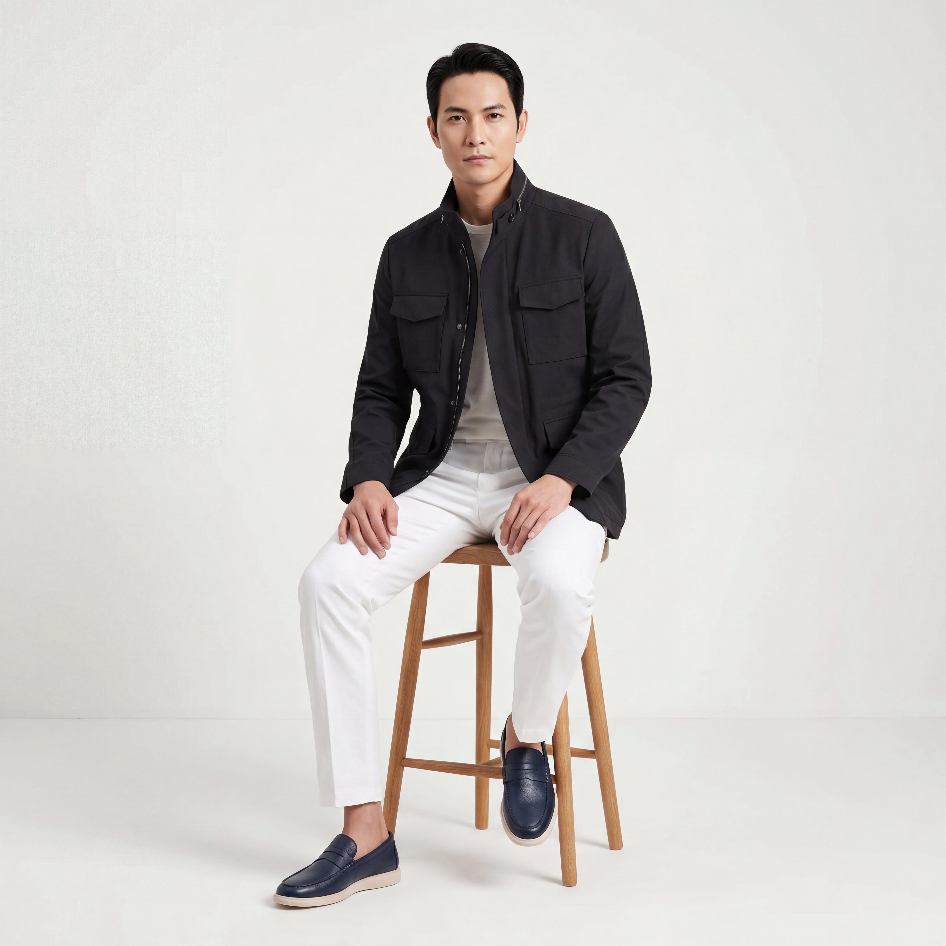 Solid Woven Blouson Jacket