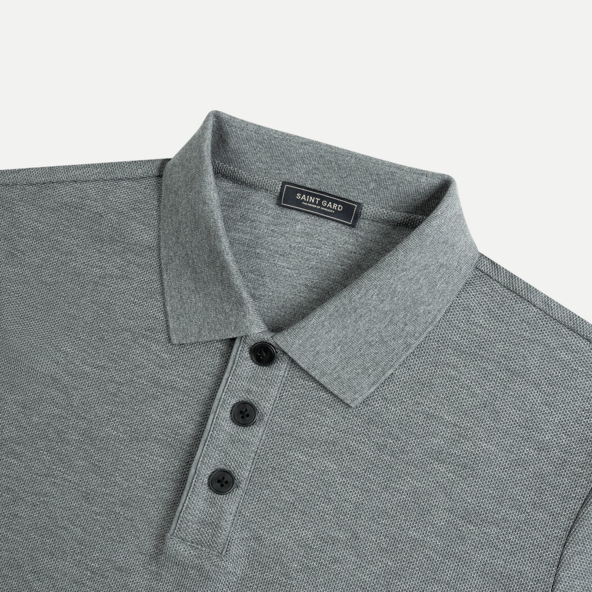 Minimal Pique Button Polo Shirt