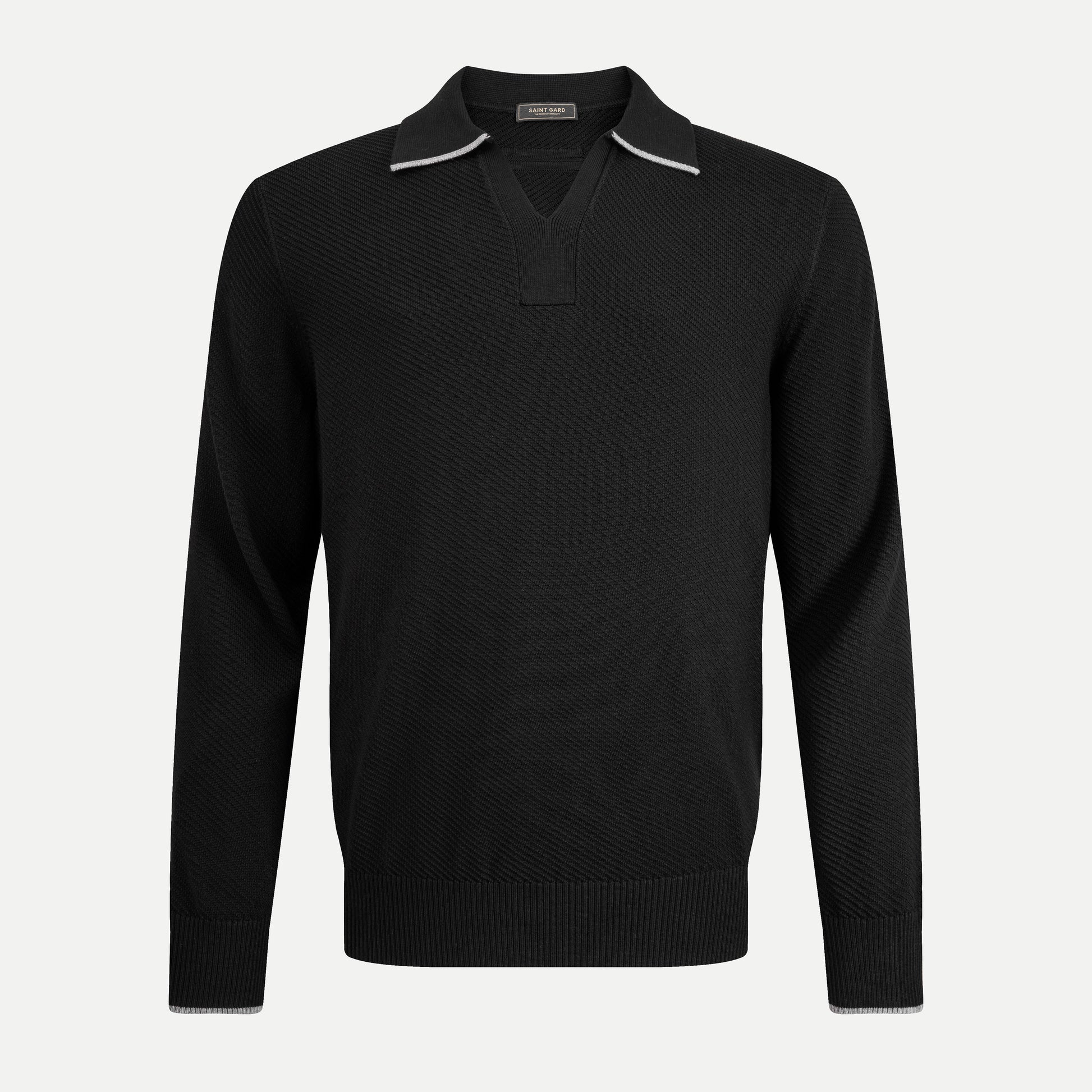 Long-Sleeve Acrylic Polo Sweater