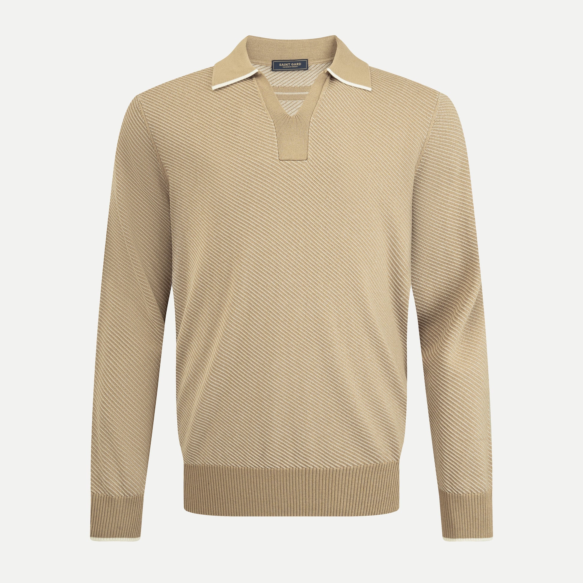 Long-Sleeve Acrylic Polo Sweater
