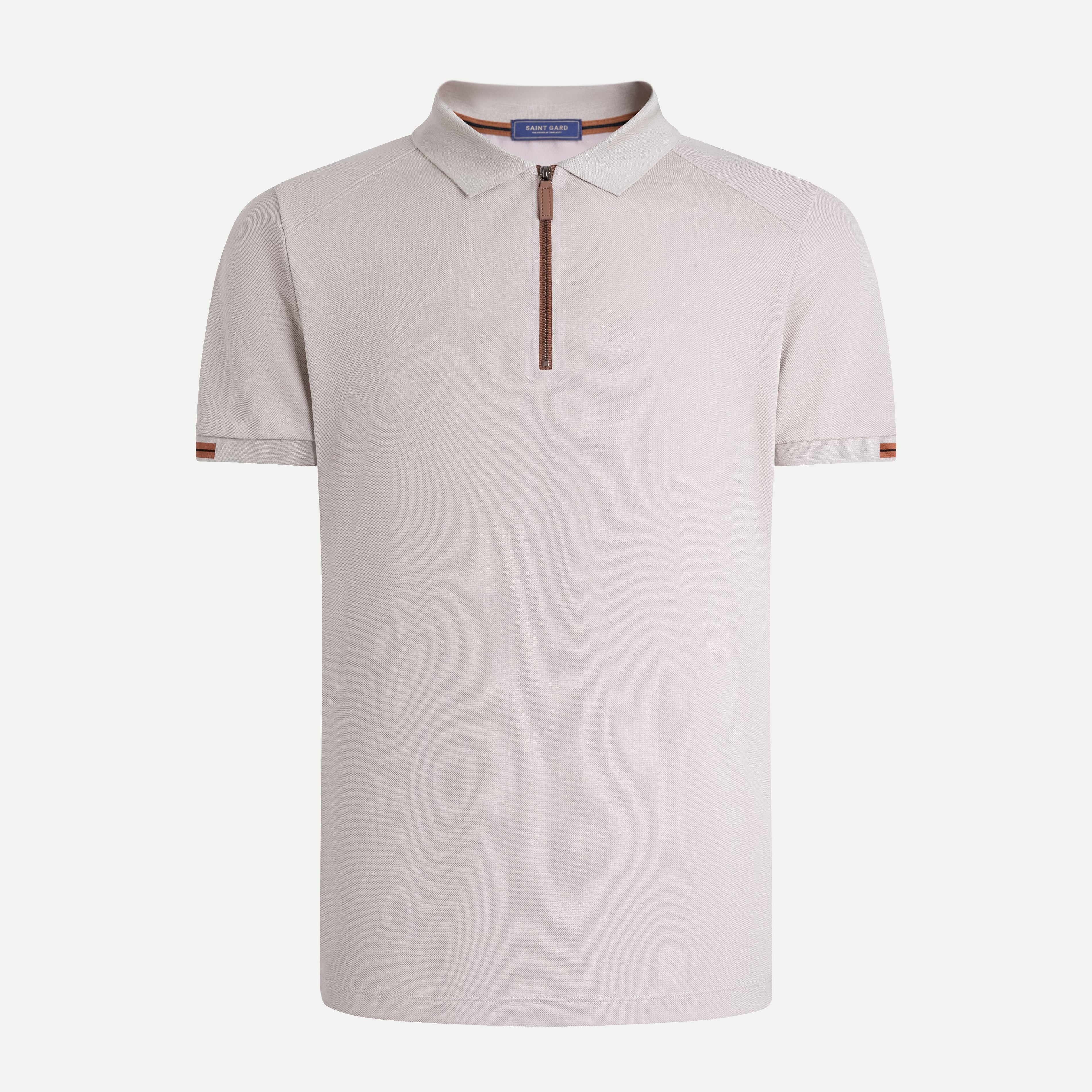 Zip-Up Knit Polo Shirt