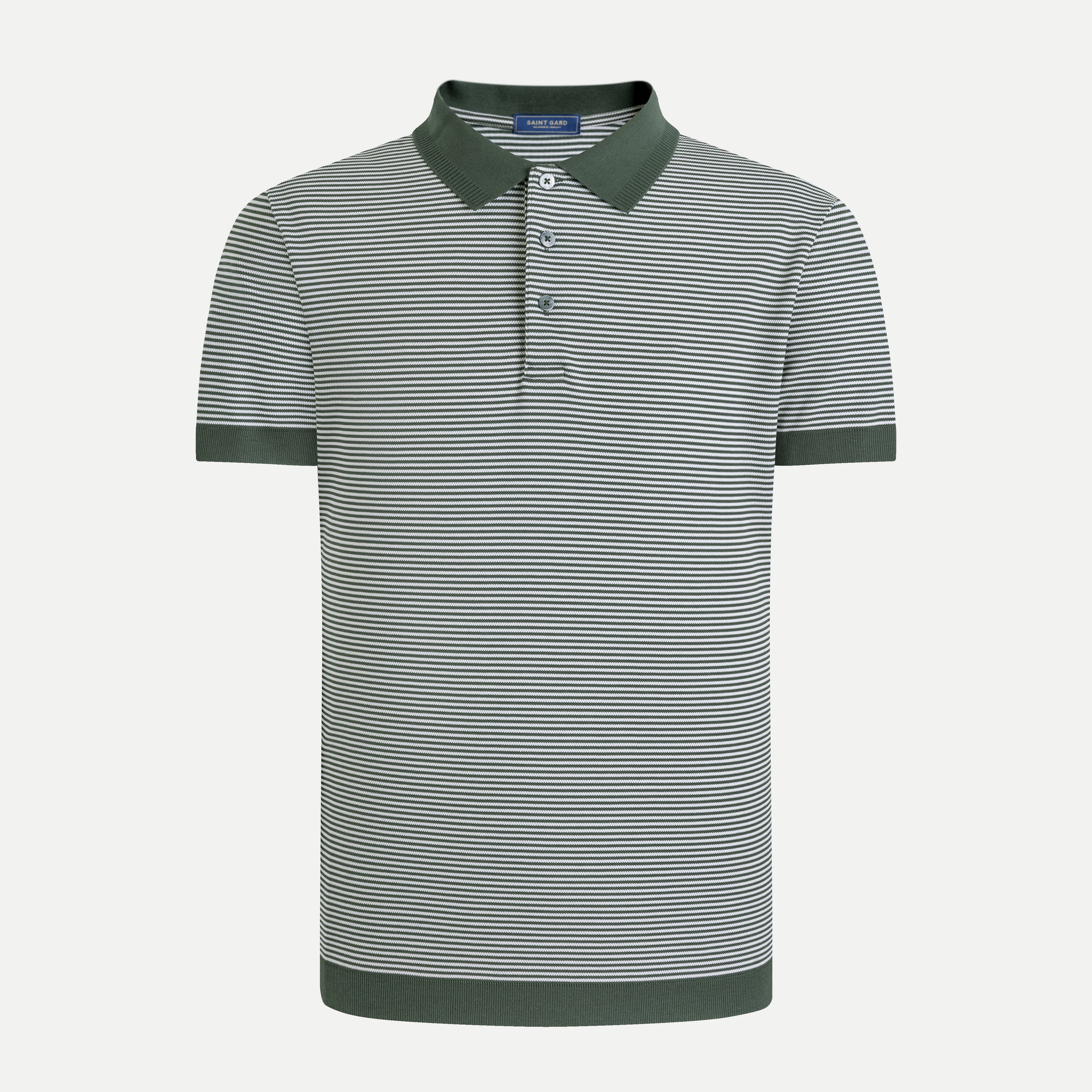 Striped Knit Polo Shirt