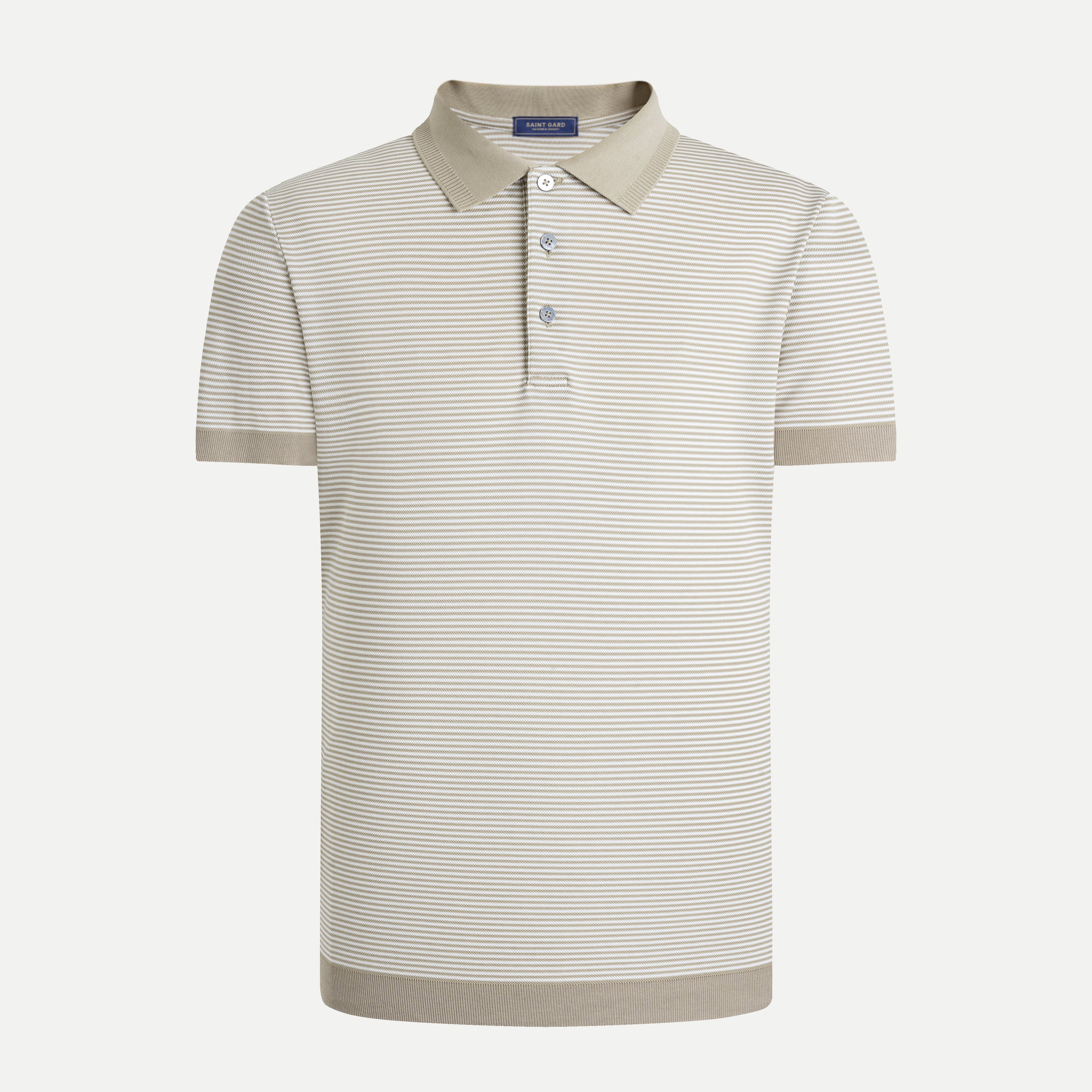 Striped Knit Polo Shirt