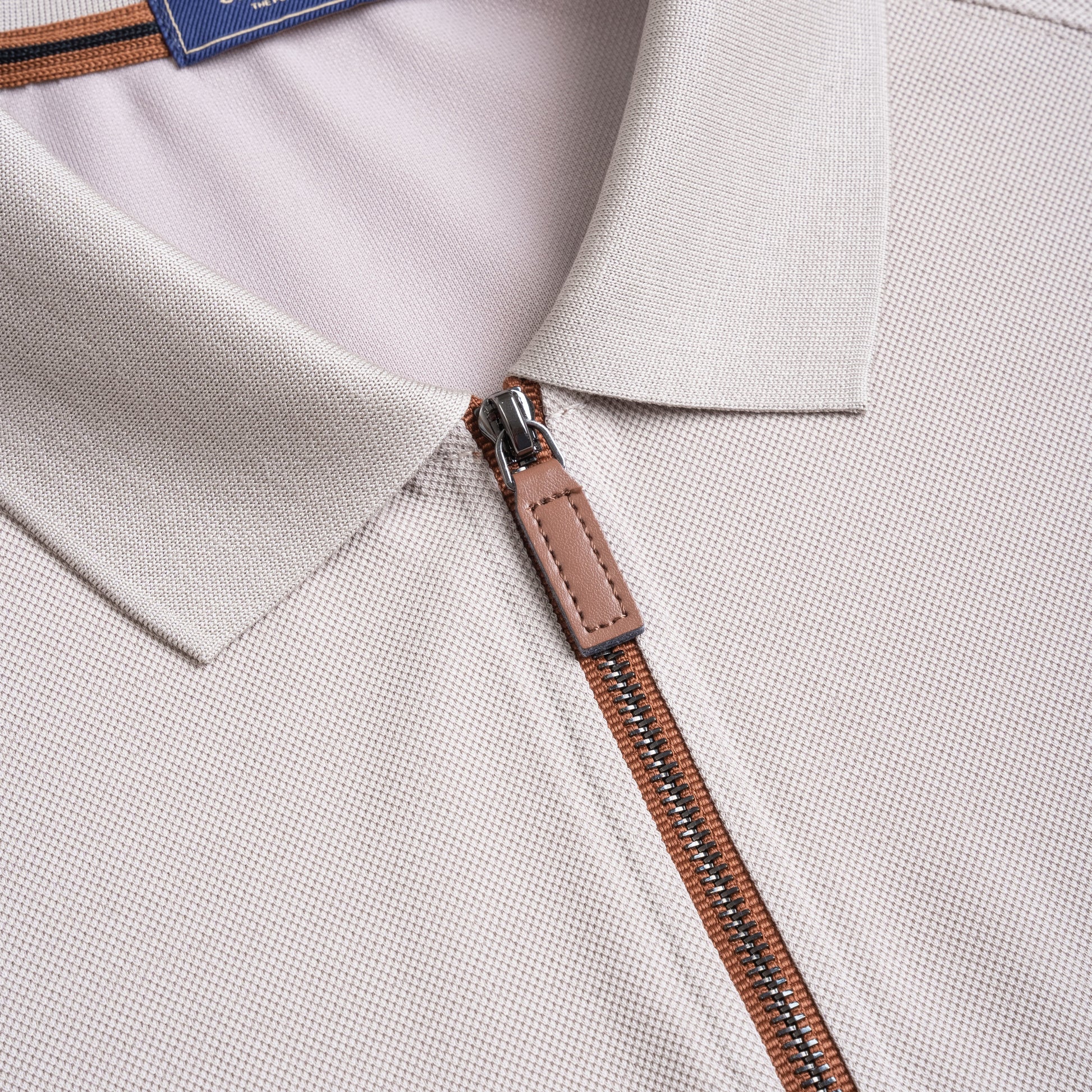 Zip-Up Knit Polo Shirt