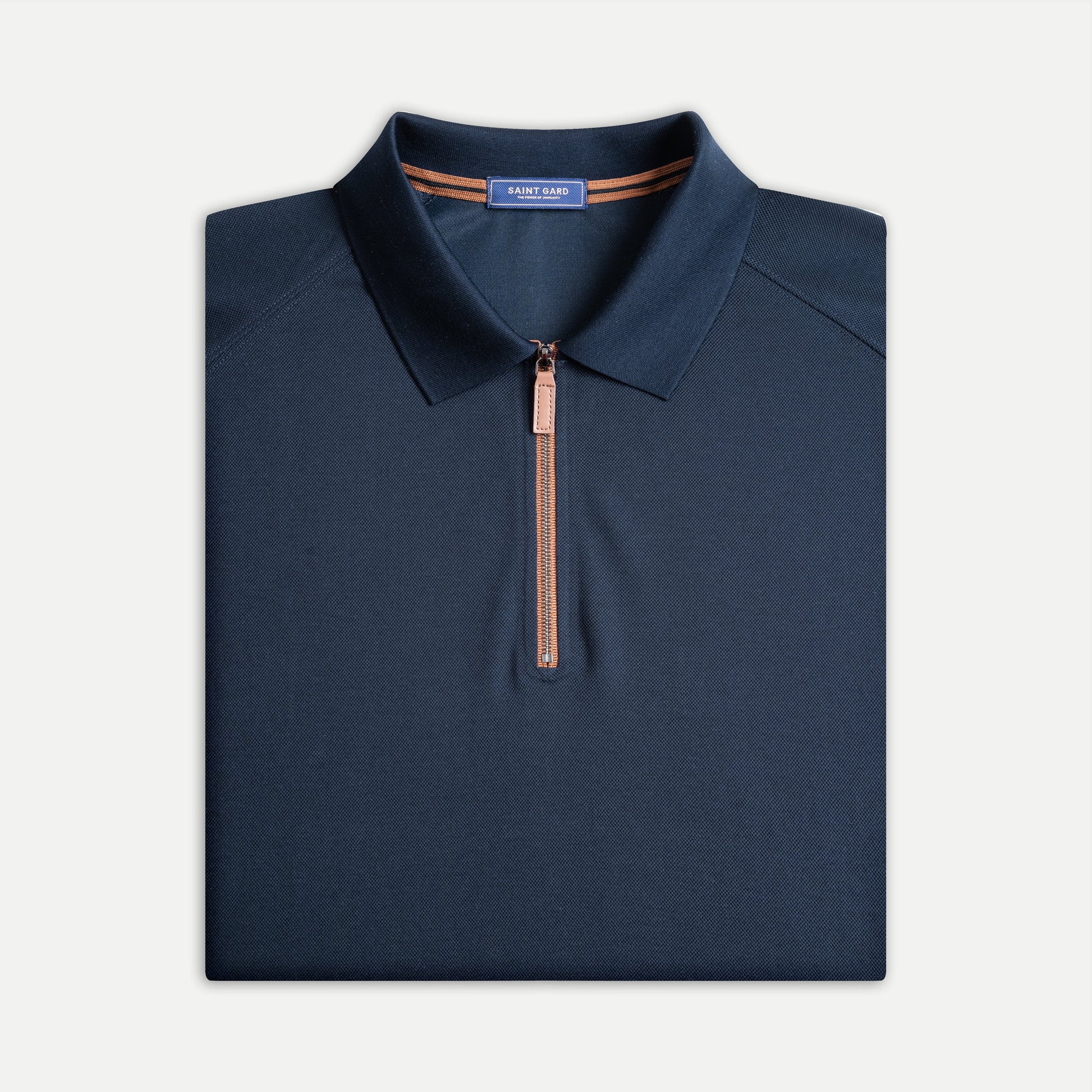 Zip-Up Knit Polo Shirt
