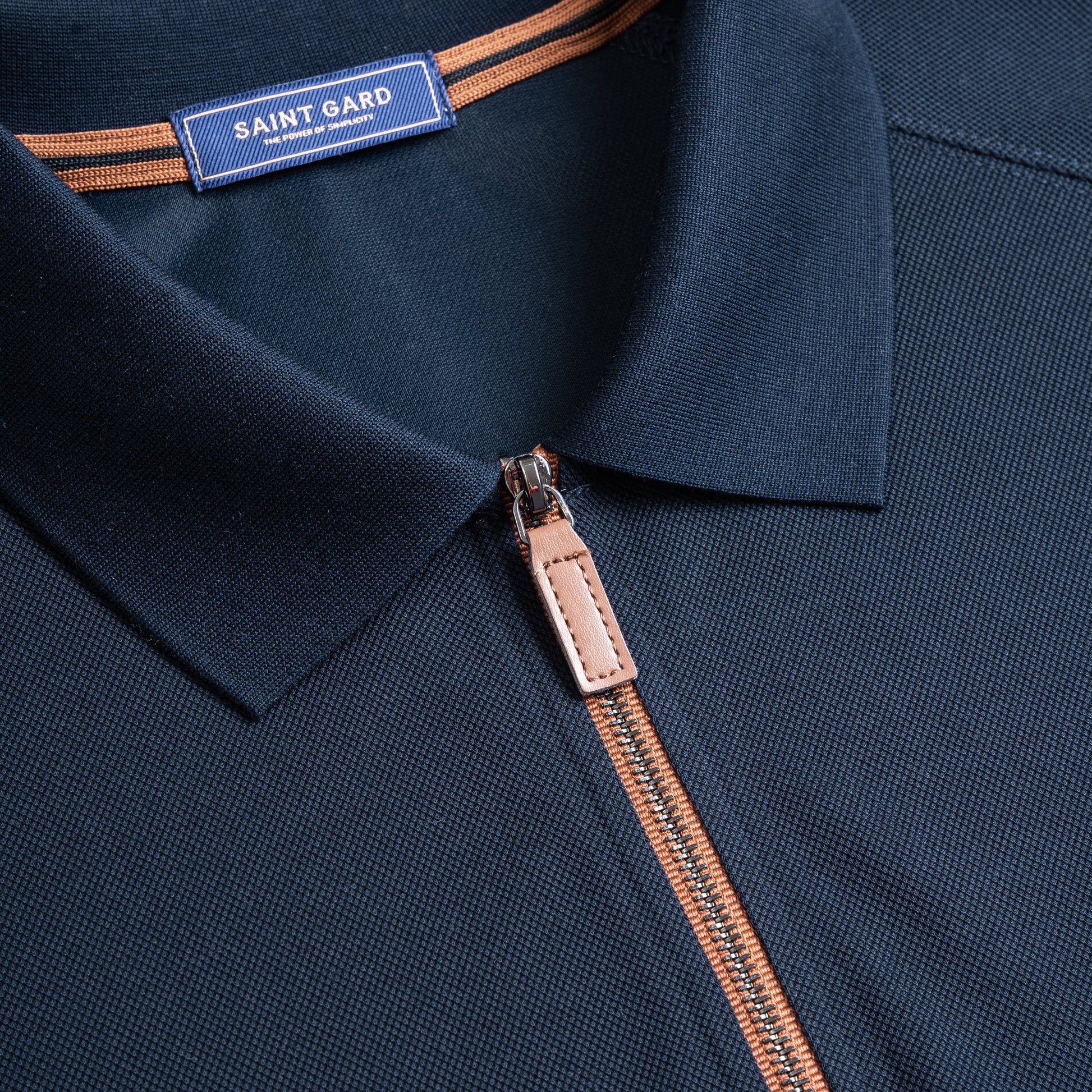 Zip-Up Knit Polo Shirt