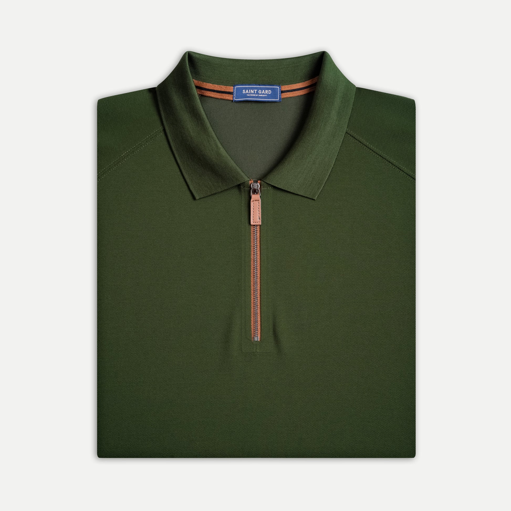 Zip-Up Knit Polo Shirt