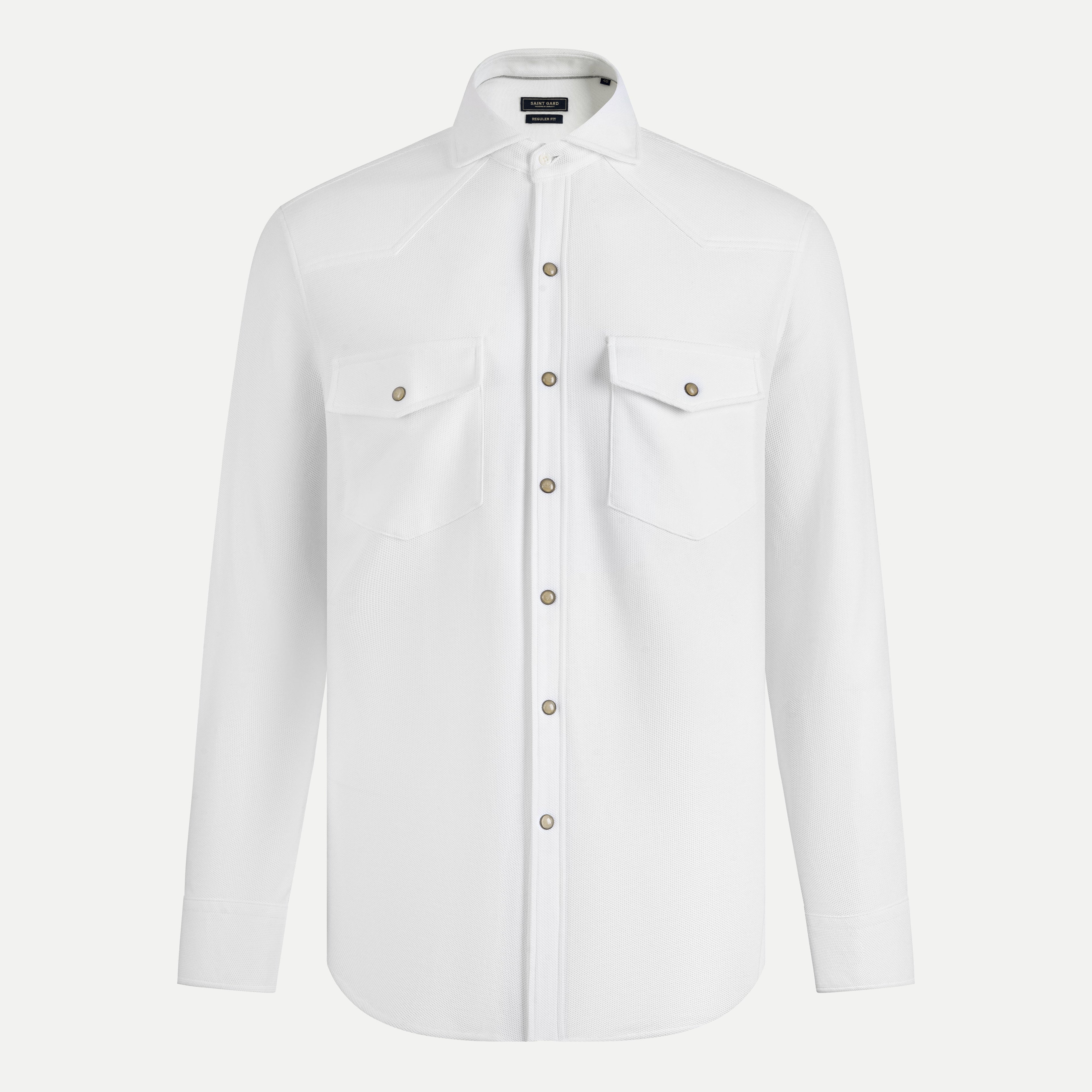 Long-Sleeve Cotton Piqué Shirt